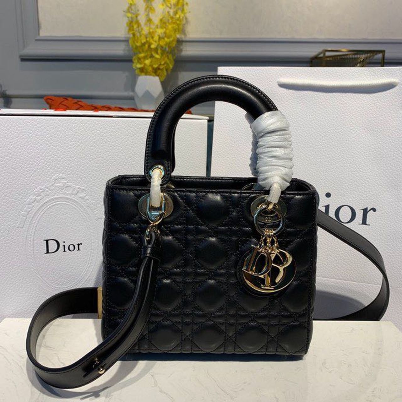 Christian Dior Small Lady Dior Bag Black For Women 8in/20cm1:1High-quality replica