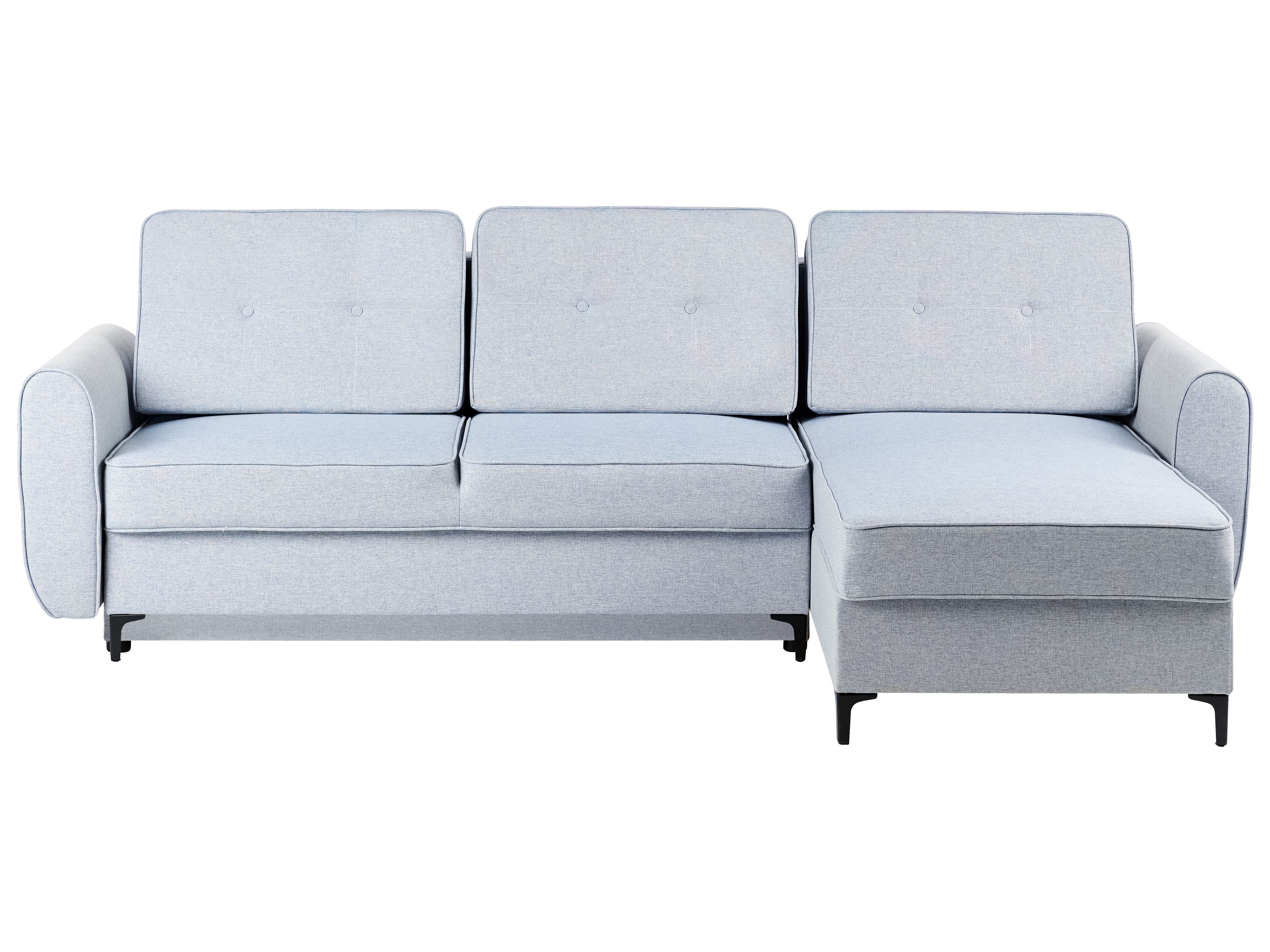 Corner Sofa Bed 3 Seater SIMRIS Fabric Light Blue with Storage Left Hand