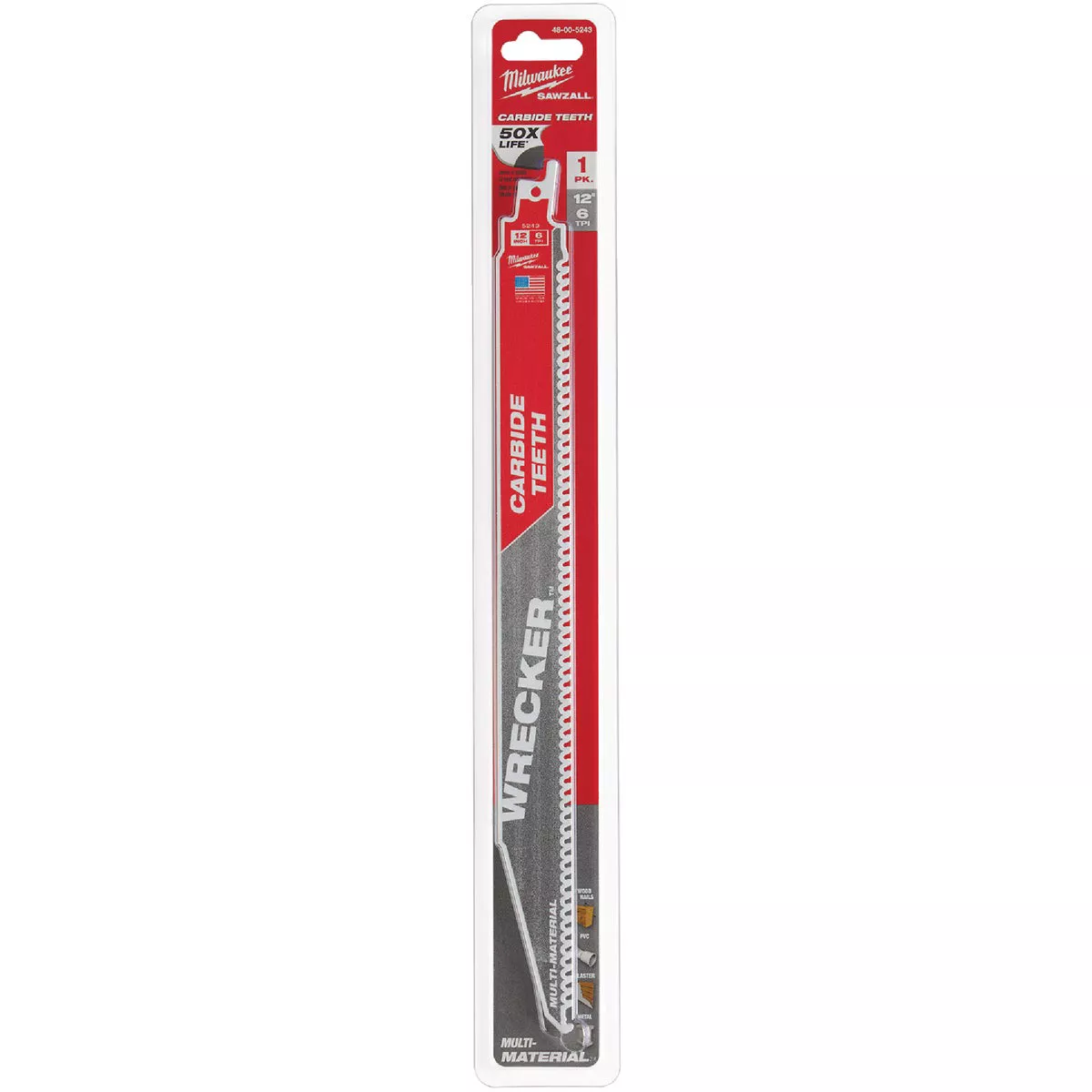 Milwaukee SAWZALL WRECKER 12 In. 6 TPI Carbide Multi-Material Reciprocating Saw Blade