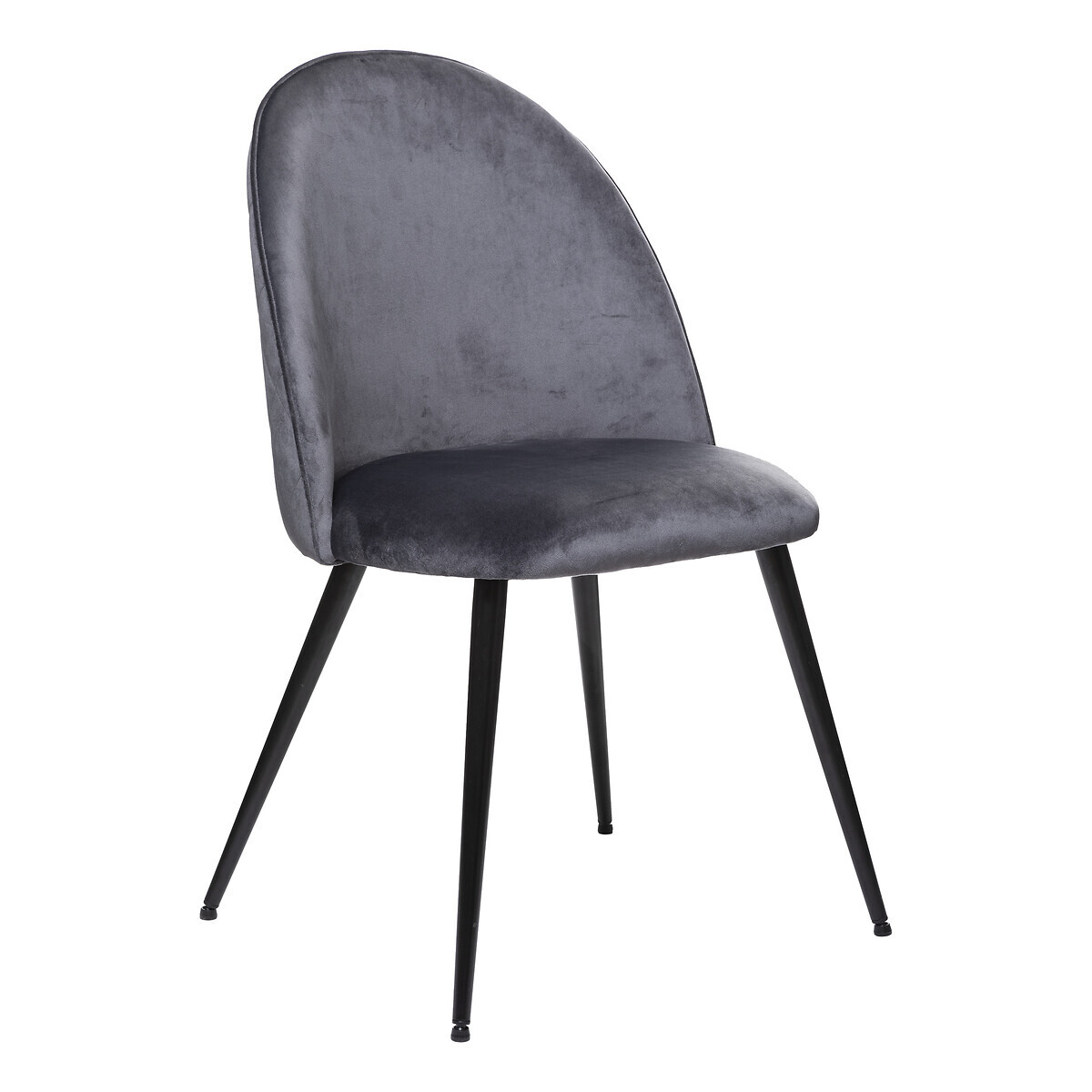 Chair "Slano", velvet Mouse grey, black metal legs