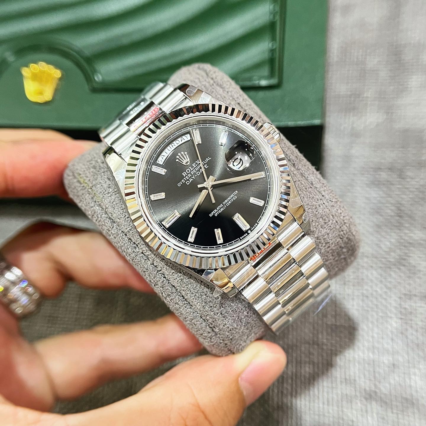 Rolex Replica 1:1 Watch Day-Date 228236 Black Dial With Stone Number GM Factory 40mm - Top club