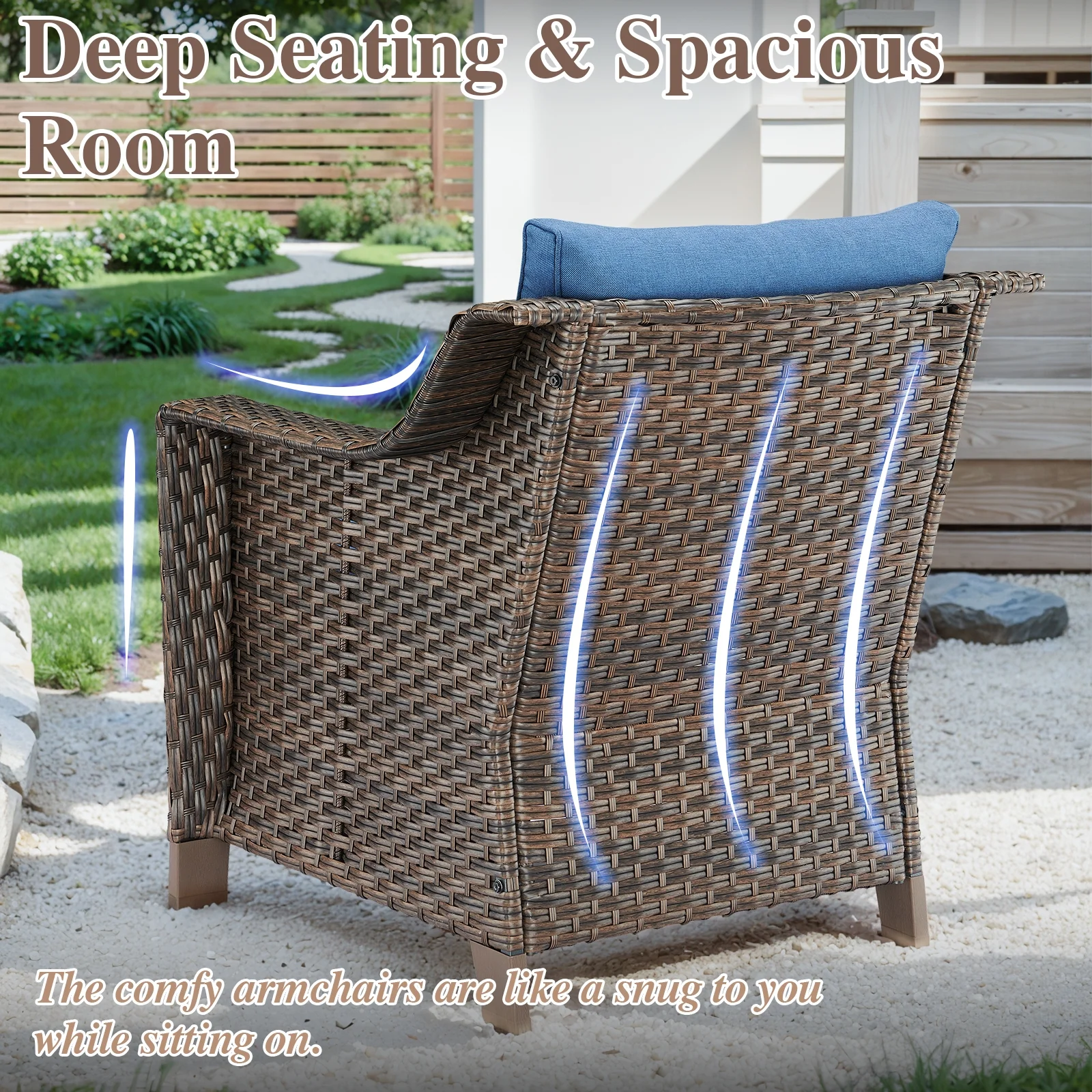Bellefurn Outdoor Wicker Patio Chairs Set of 2 with Side Table,All-Weather Wicker Rattan Chairs Patio Furniture Chairs for Porch Balcony Backyard Yard Deck - Image 23