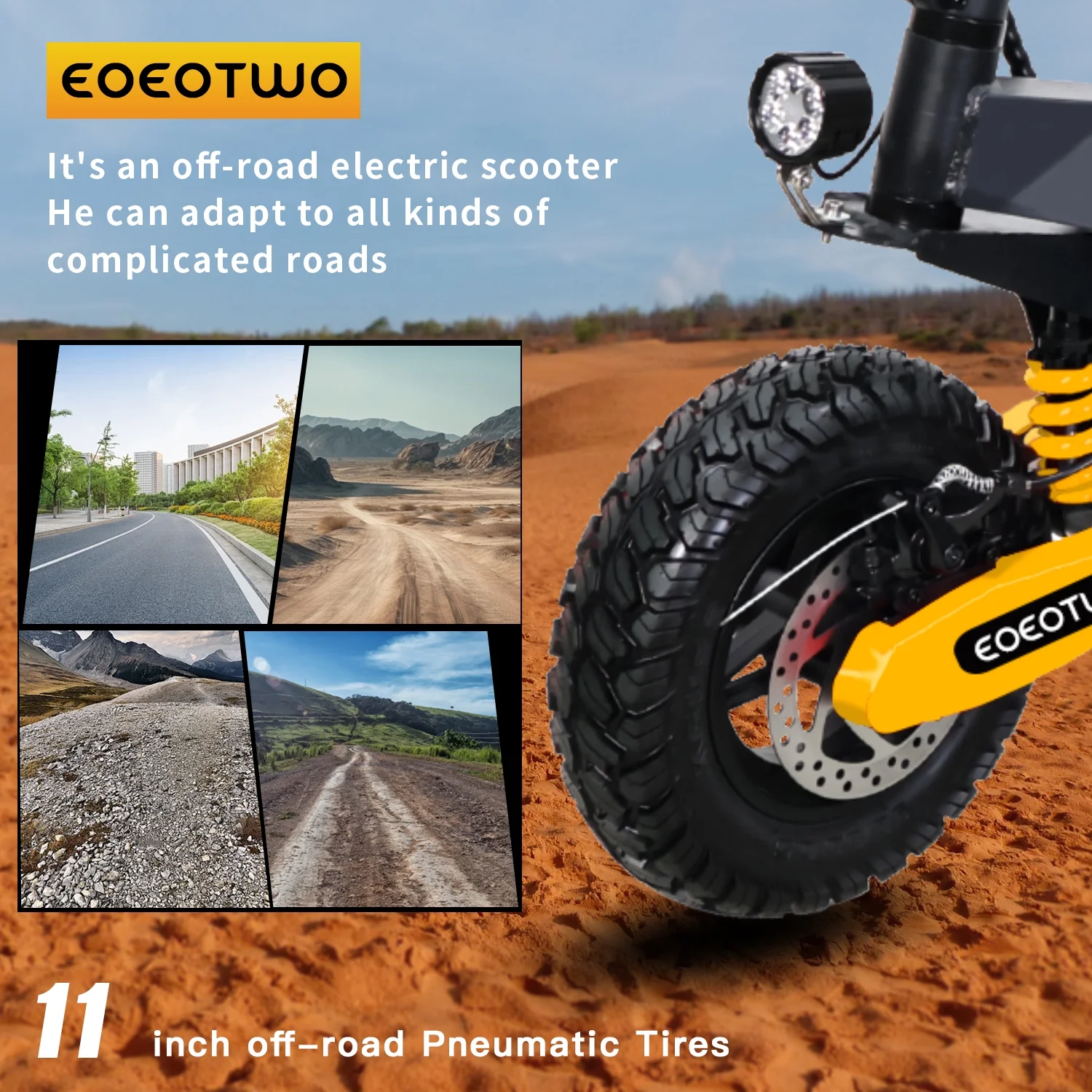 Off Road Electric Scooter for Adults, 1200W Motor Fast E Scooter, Up to 28MPH Top Speed & 20Miles Long Range, 11" Off-Road Tires, 330lbs MAX Load, Foldable - Image 14