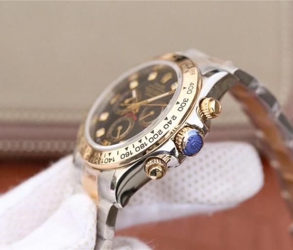 Replica Rolex Daytona 116523 Thick YG Wrapped Black Dial Diamonds Markers SS/YG Bracelet A7750 - Top club