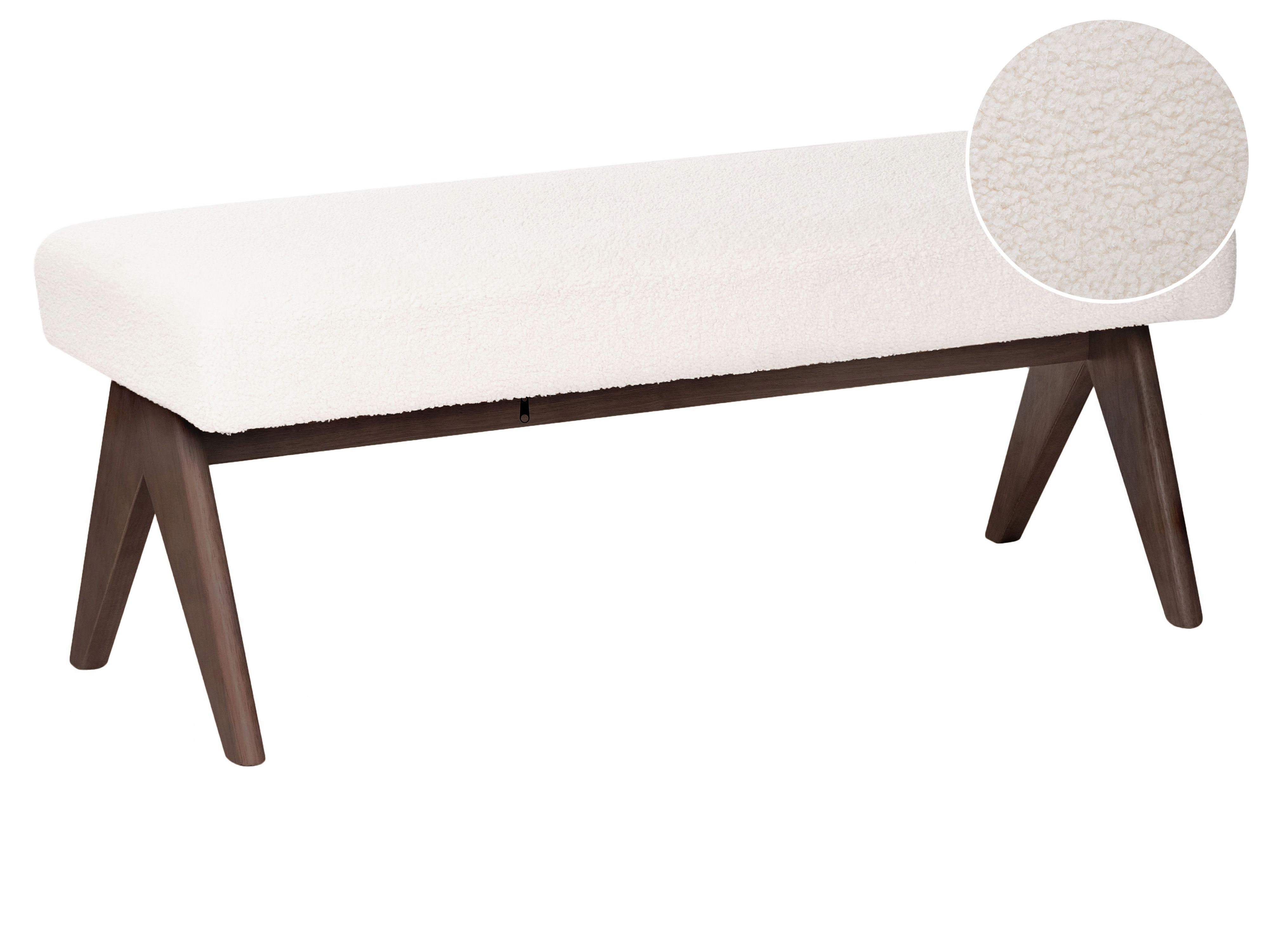 Upholstered Bench TAMRE Boucle Off-White/ Dark Brown