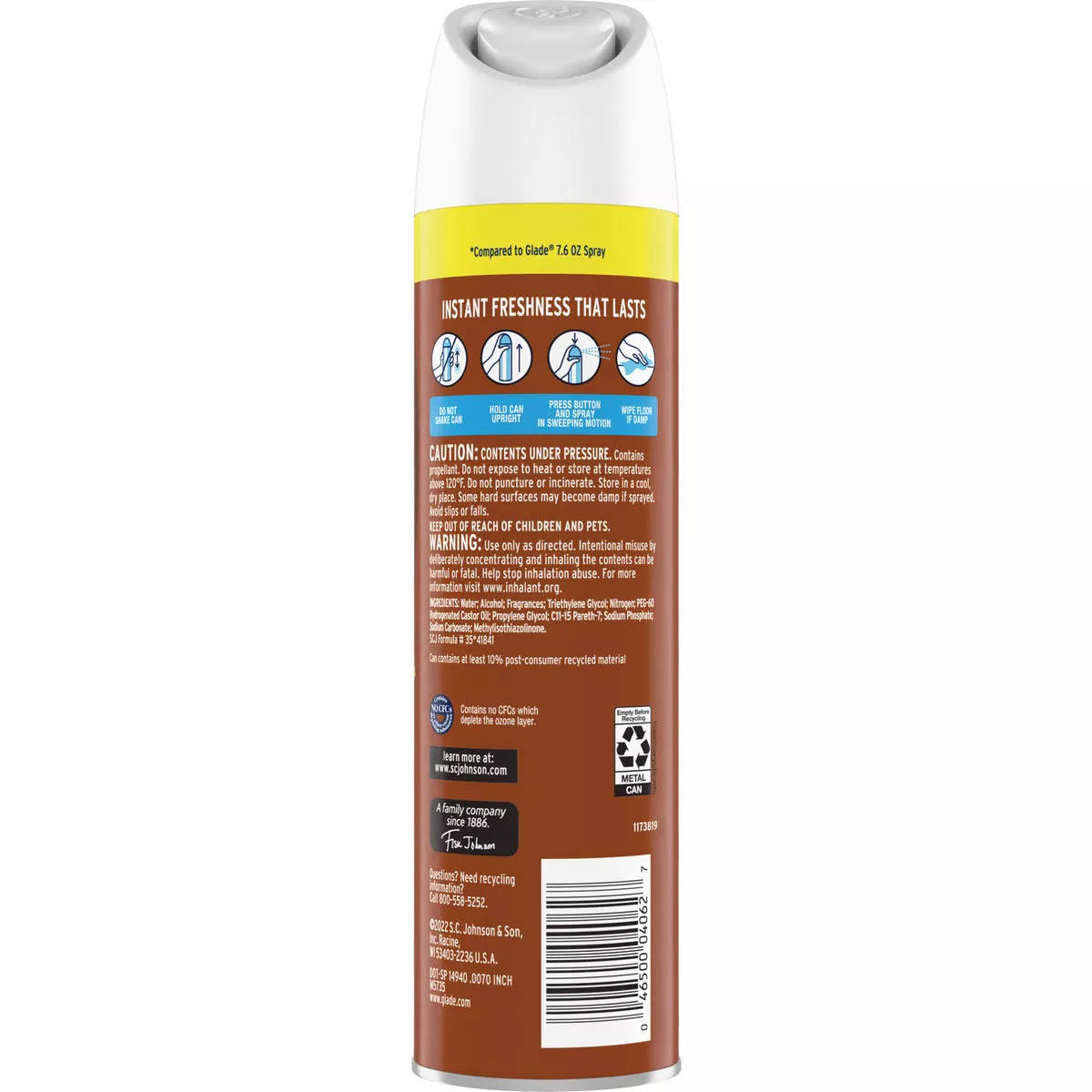 Glade 2X Fragrance 8 Oz. Cashmere Woods Spray Air Freshener