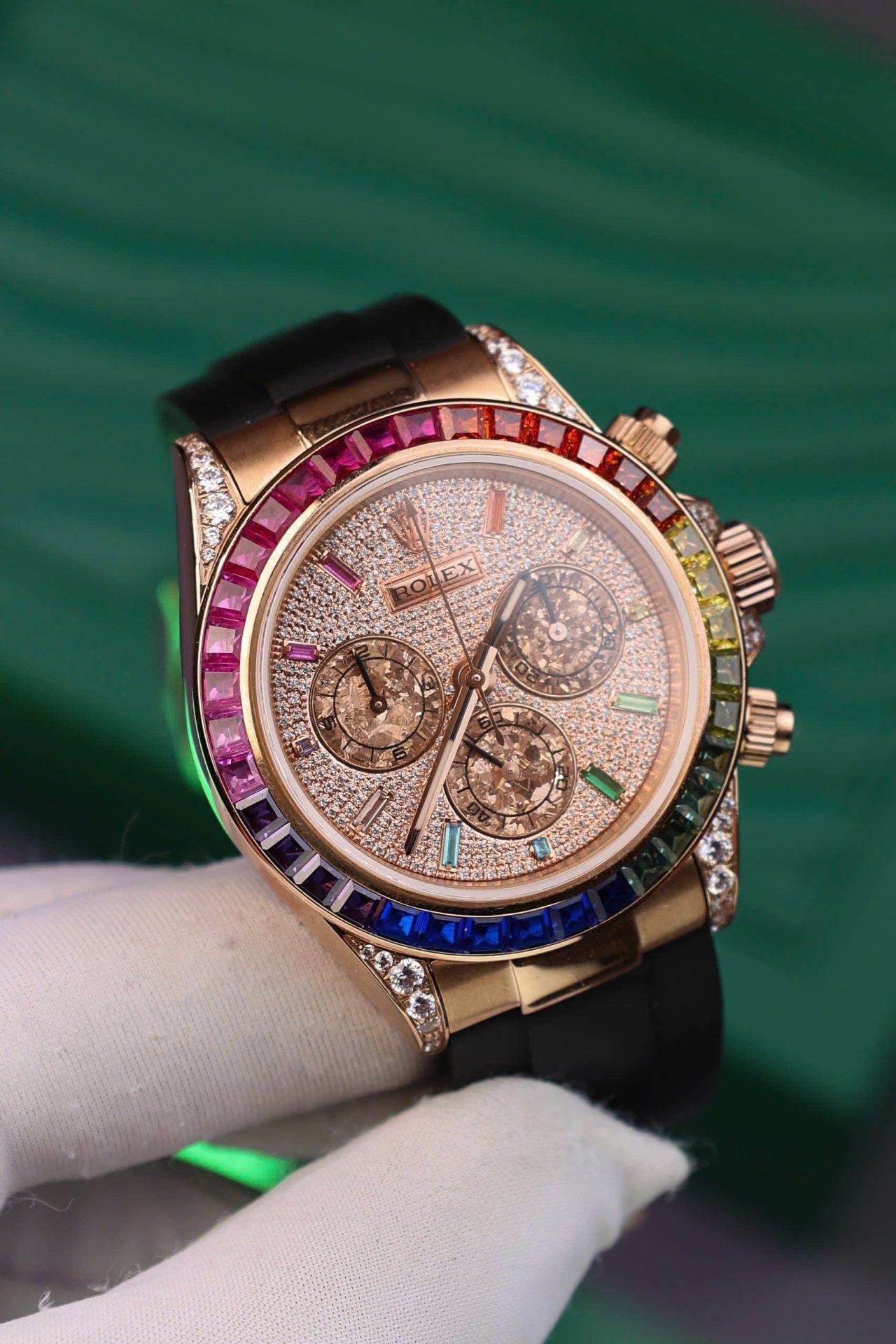 Rolex Daytona Rainbow Copies Watch Rubber Strap MS Factory 40mm - Elite Watch Atelier