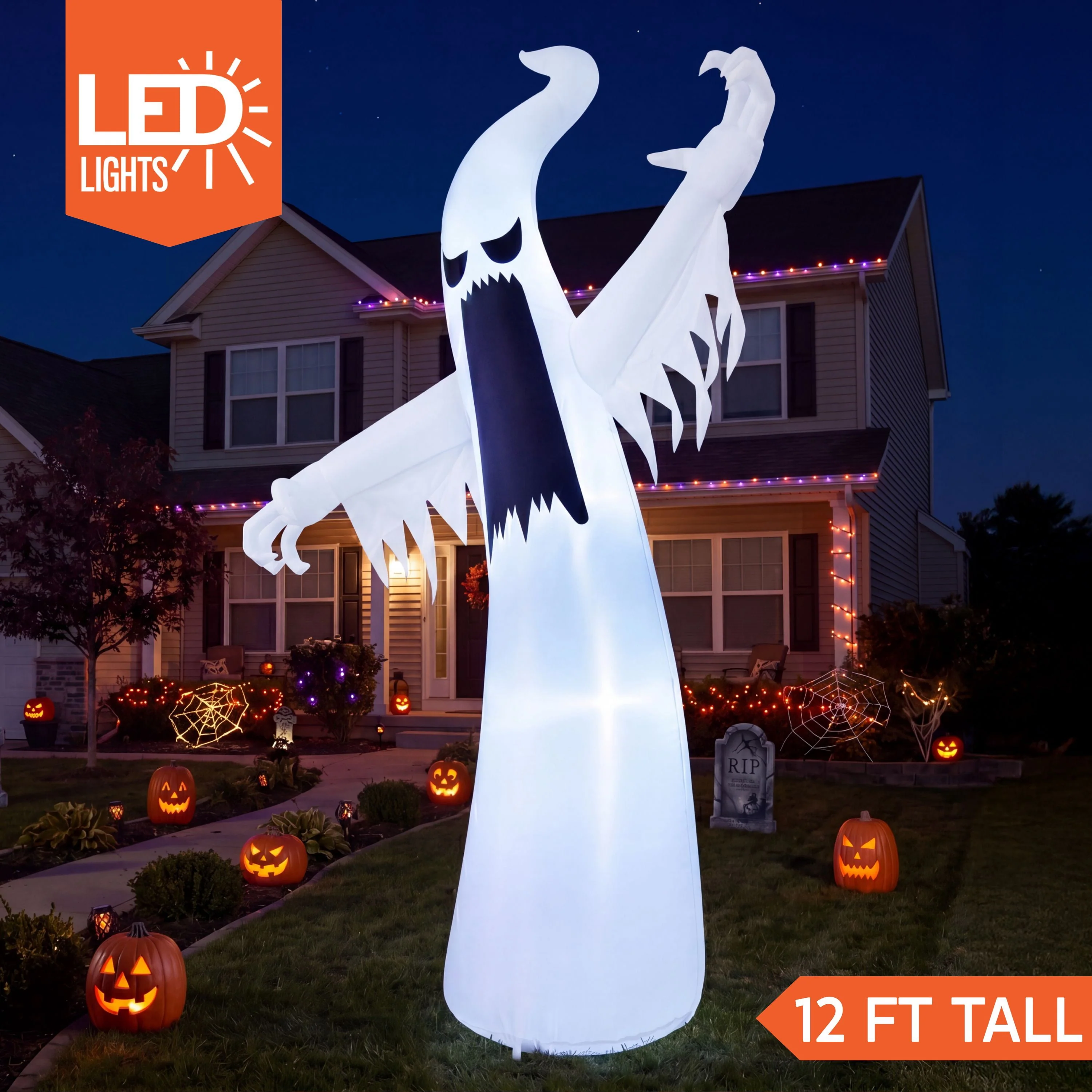 Joyfy 12ft Halloween Ghost Inflatable, Giant Ghosts inflatables with Build-in LEDs Outdoor Decorations, Blow Ups Halloween Yard Inflatables - Image 3 Joyfy 12ft Halloween Ghost Inflatable, Giant Ghosts inflatables with Build-in LEDs Outdoor Decorations, Blow Ups Halloween Yard Inflatables - Image 3
