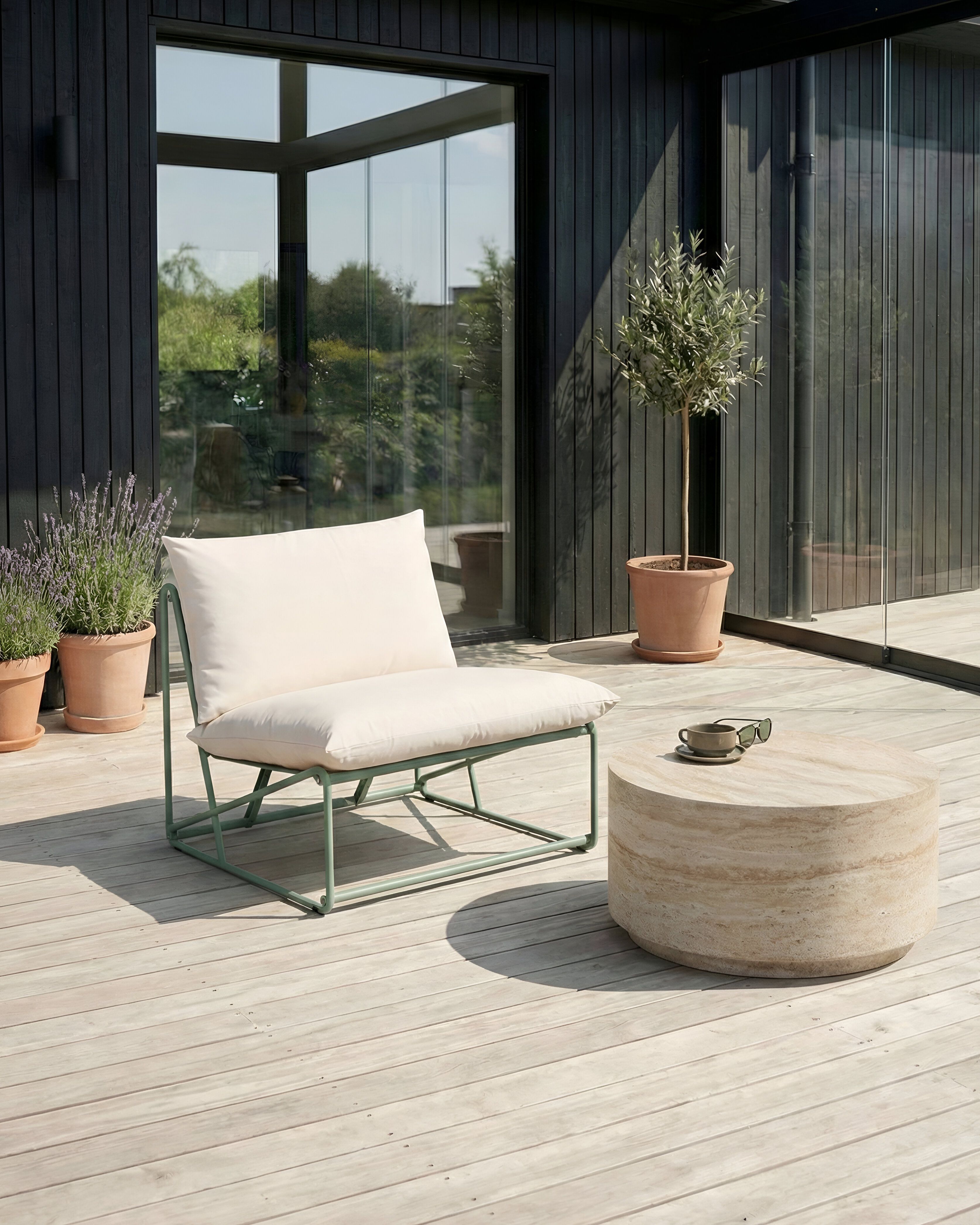Garden Chair with Cushion PICO Metal Green