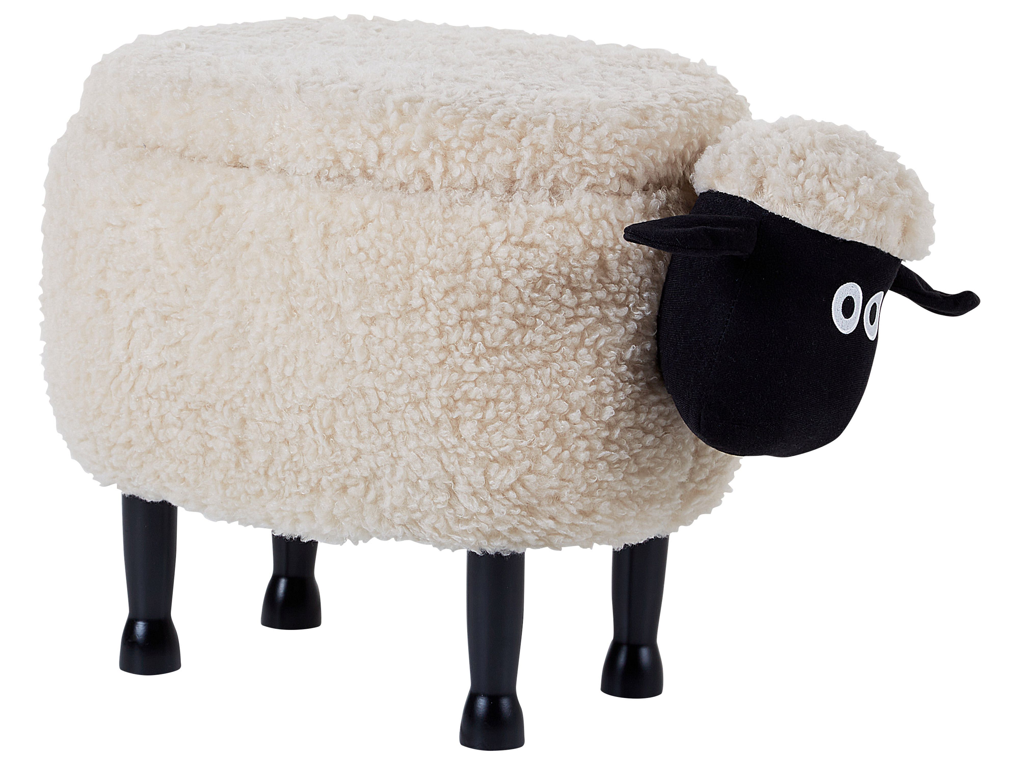 Storage Animal Stool SHEEP Fabric Light Beige Sheep