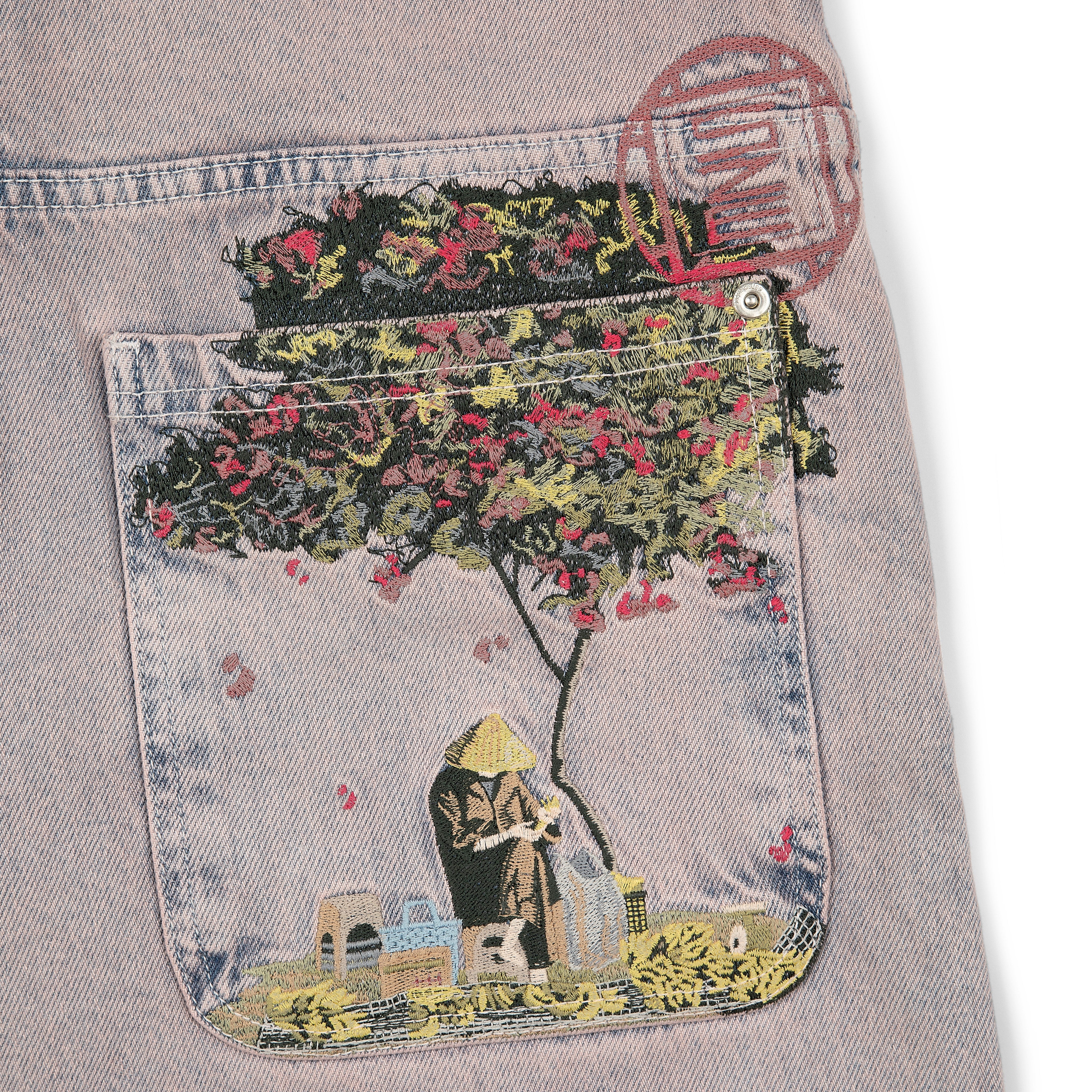 "lotus" denim faded rose