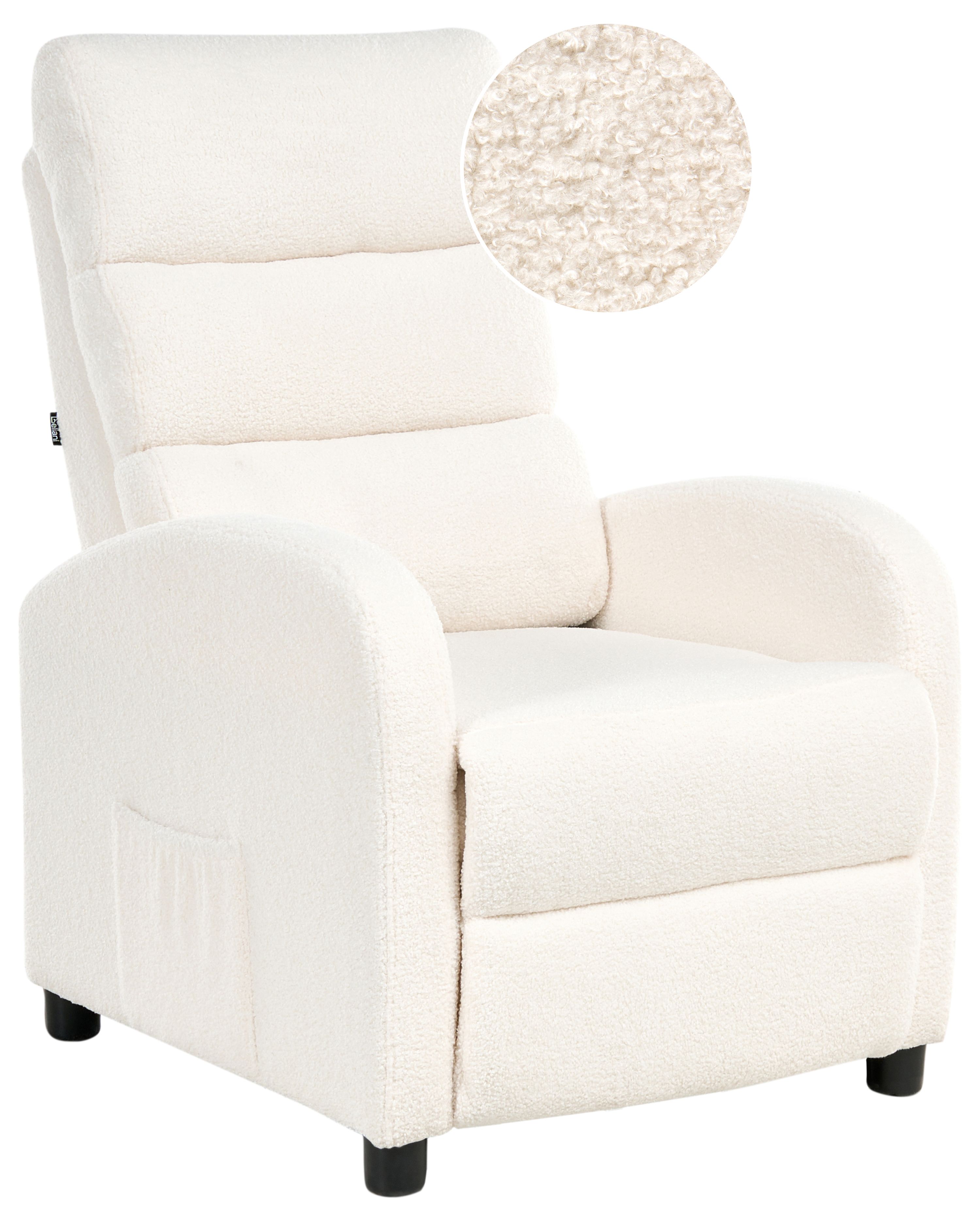 Recliner Chair OTUS with Footrest Boucle Off-White
