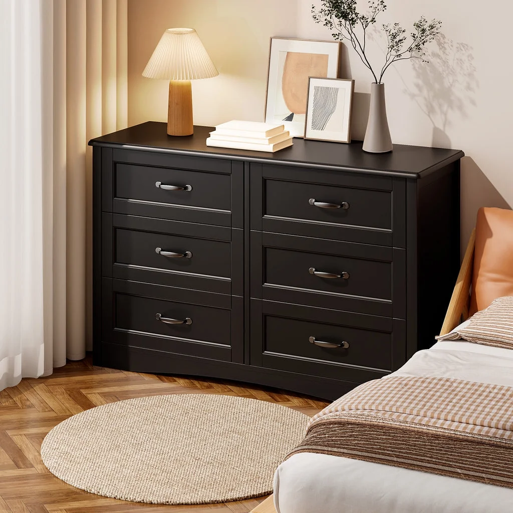 Aiho 4 Pieces Bedroom Furniture Set, Includes Queen Bed Frame, Nightstands Set of 2, Double Wide 6-Drawer Dresser - White - Image 9