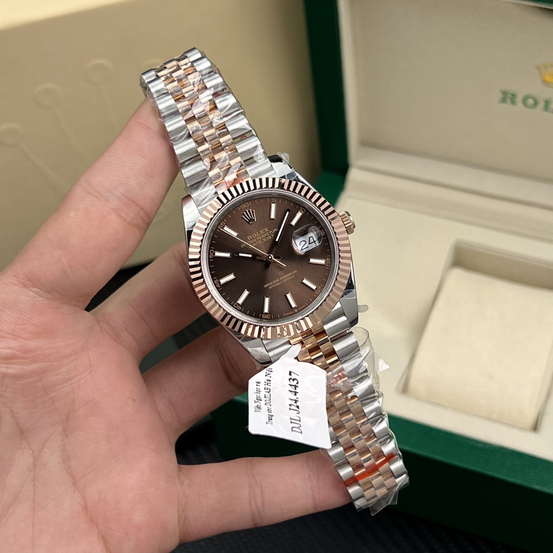 Rolex Replica Watches DateJust Gold Wrapped Chocolate Dial GM Factory 41mm - Elite Watch Atelier