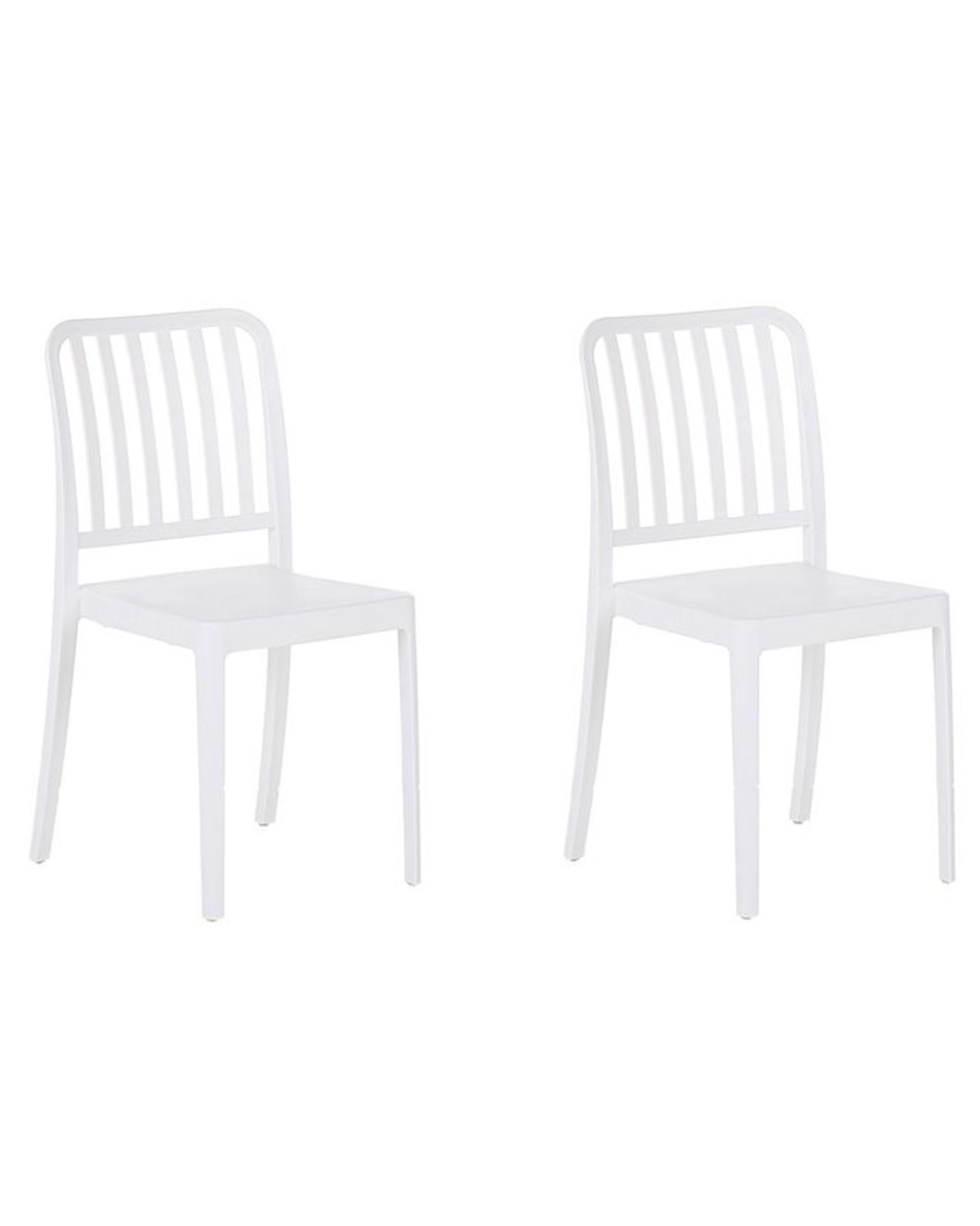 Set of 2 Garden Chairs SERSALE Synthetic Material White