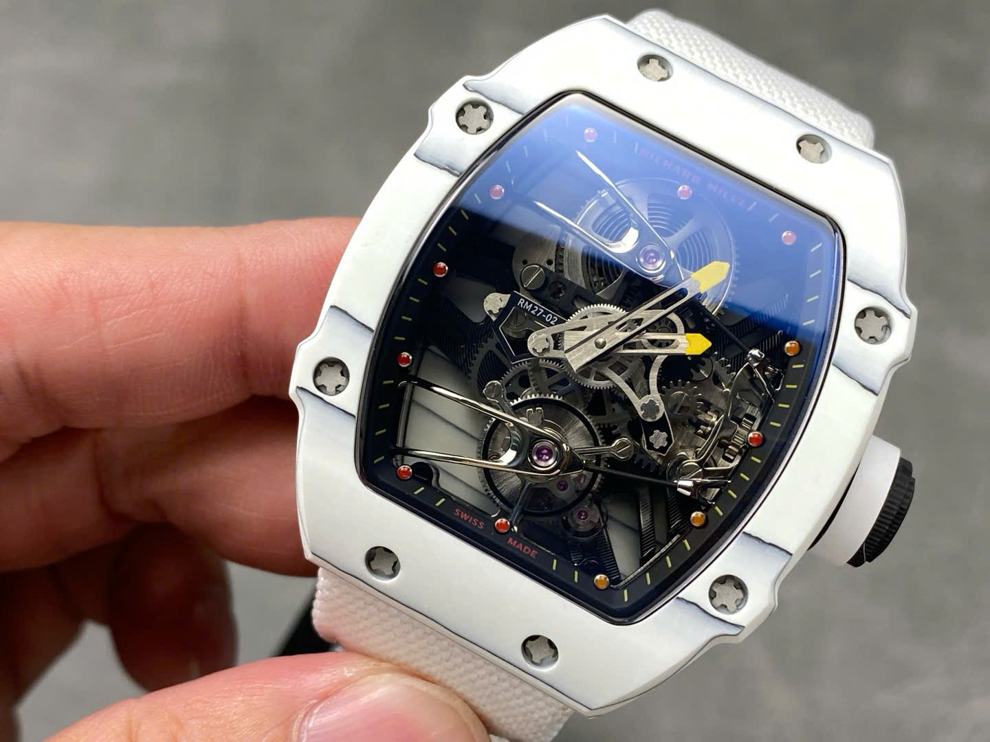 Richard Mille RM27-02 Rafael Nadal Tourbillon White Carbom Best Replica Watches 40x48mm - Top club