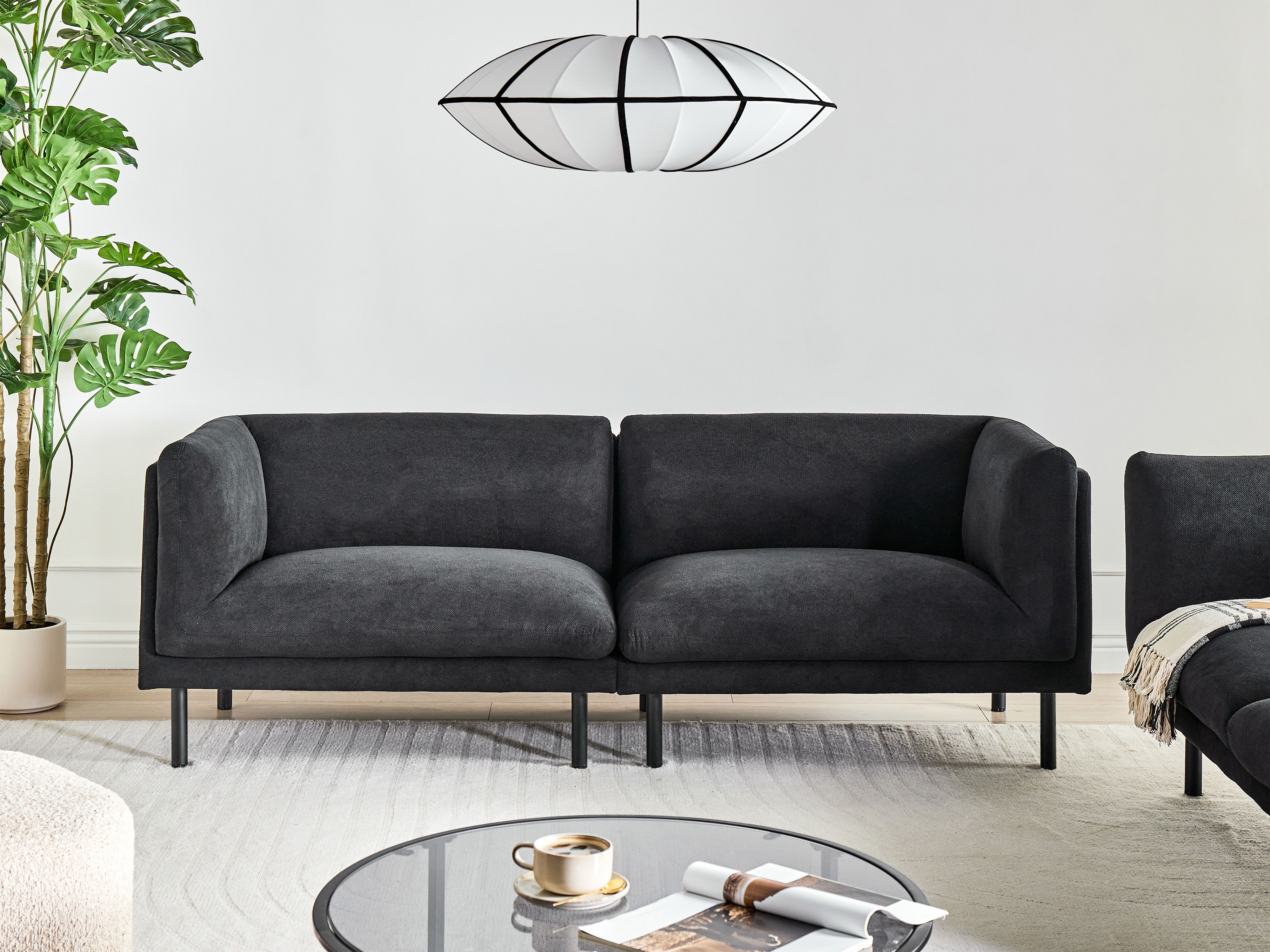 Sofa 3 Seater VORGOD Fabric Black