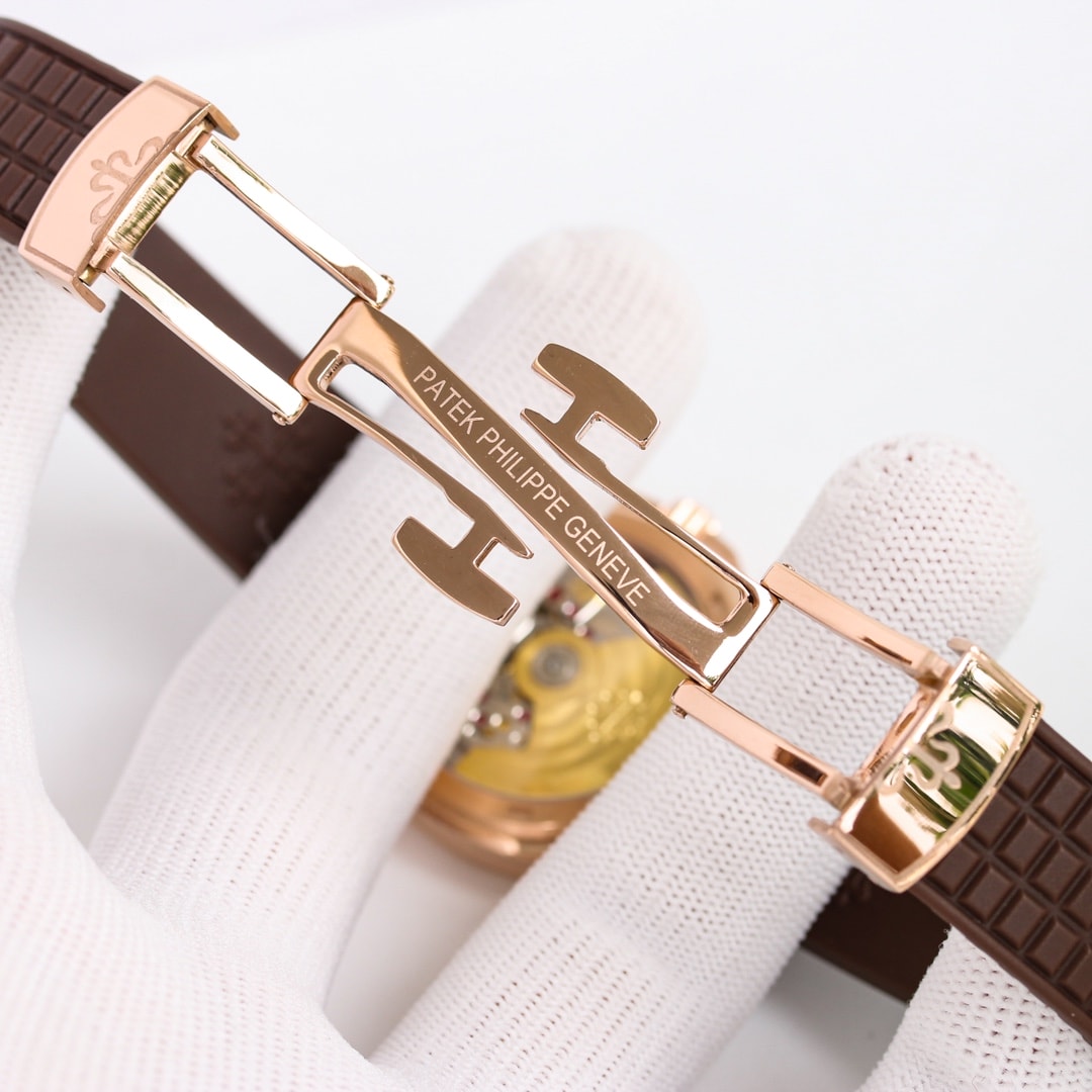 Fake Patek Philippe Replica Watch Aquanaut Ladies Embossed Brown Arabic Diamond Bezel Rose Gold Composite 35.6mm 5068R-001 TWF(1:1 replica) - Top club