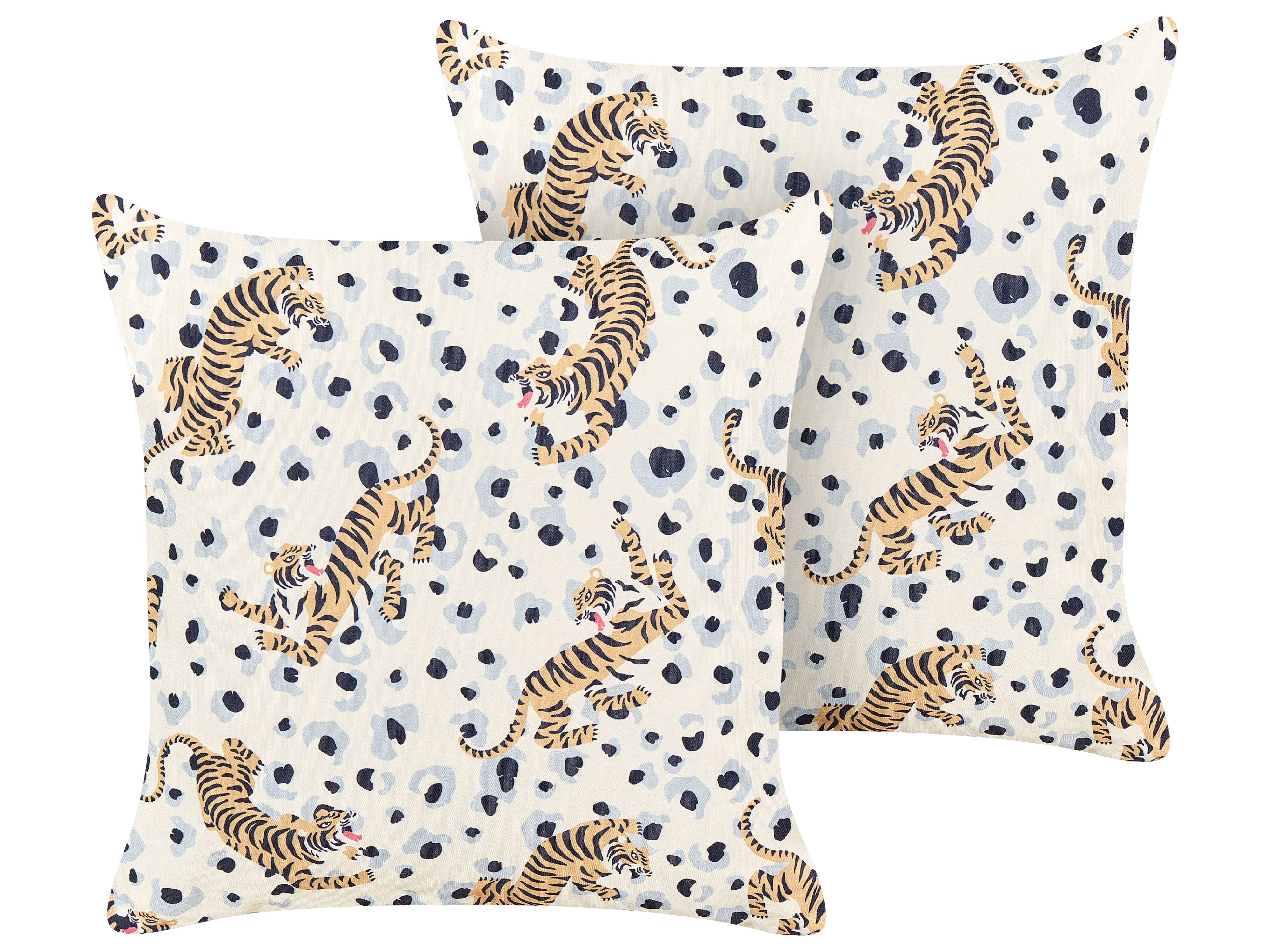 Set of 2 Outdoor Cushions ARENZANO Animal Pattern 45 x 45 cm Beige