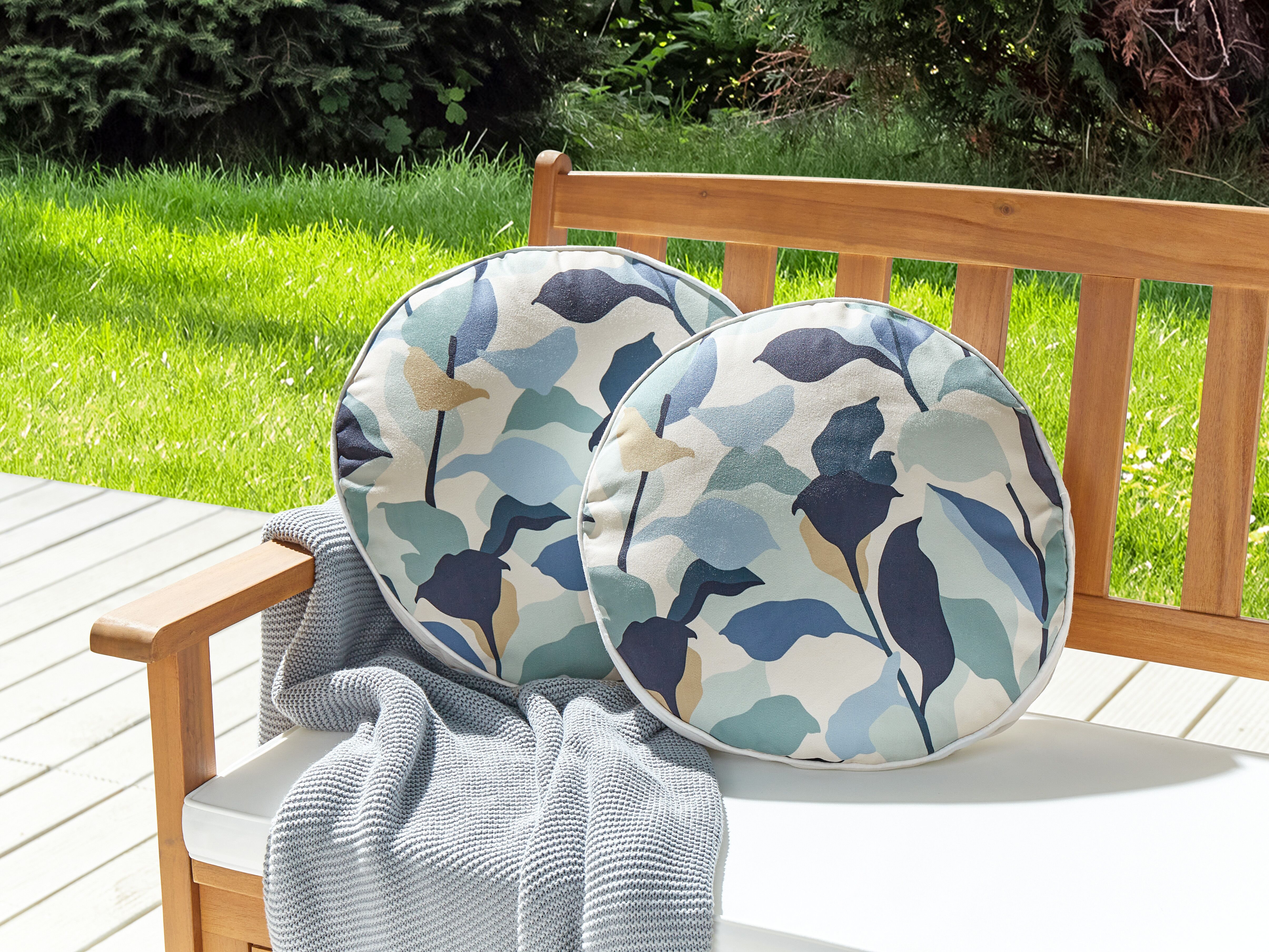 Set of 2 Outdoor Cushions VEGLINO Plant Pattern 40 x 40 cm Blue