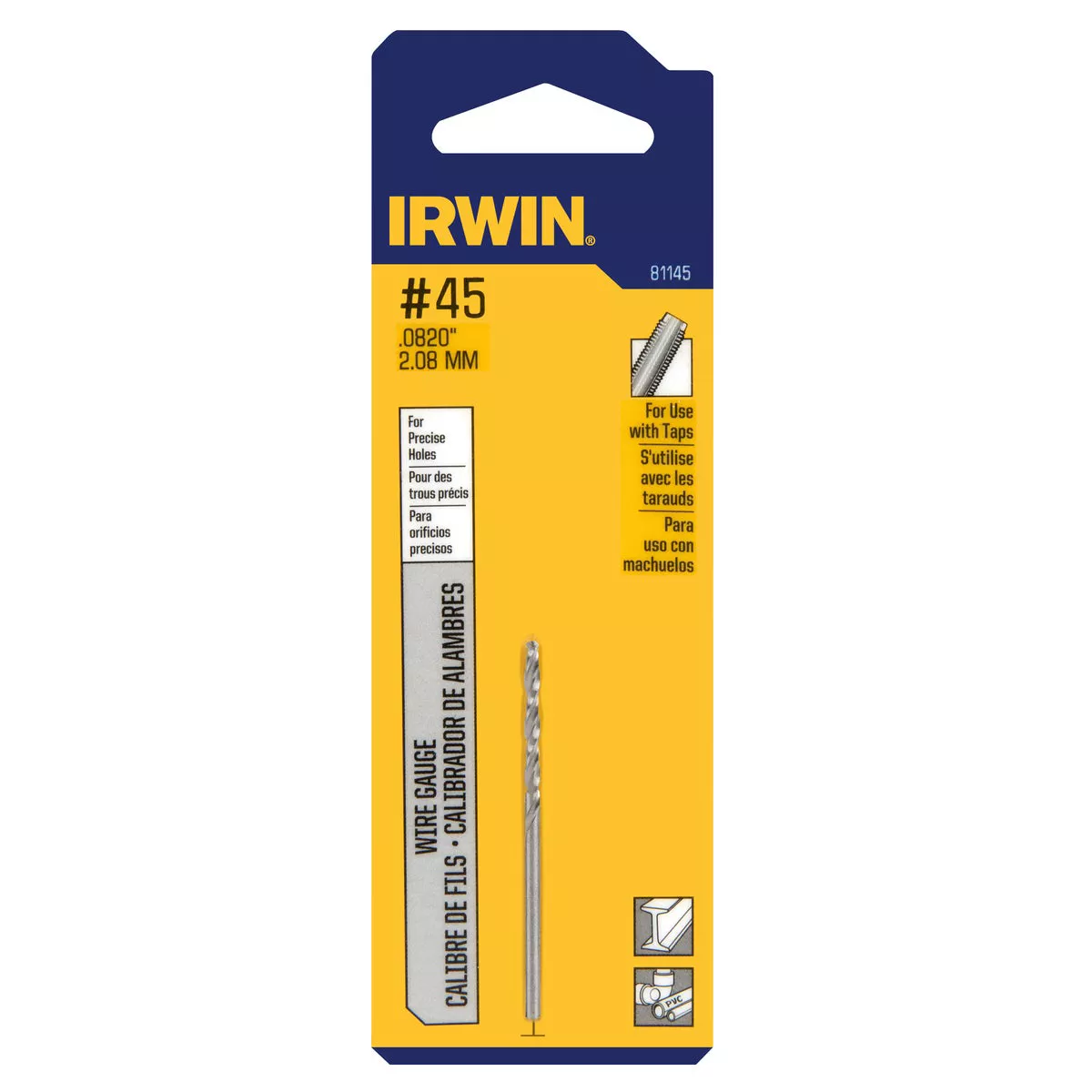 Irwin #45 Bright High Speed Steel Wire Gauge Drill Bit