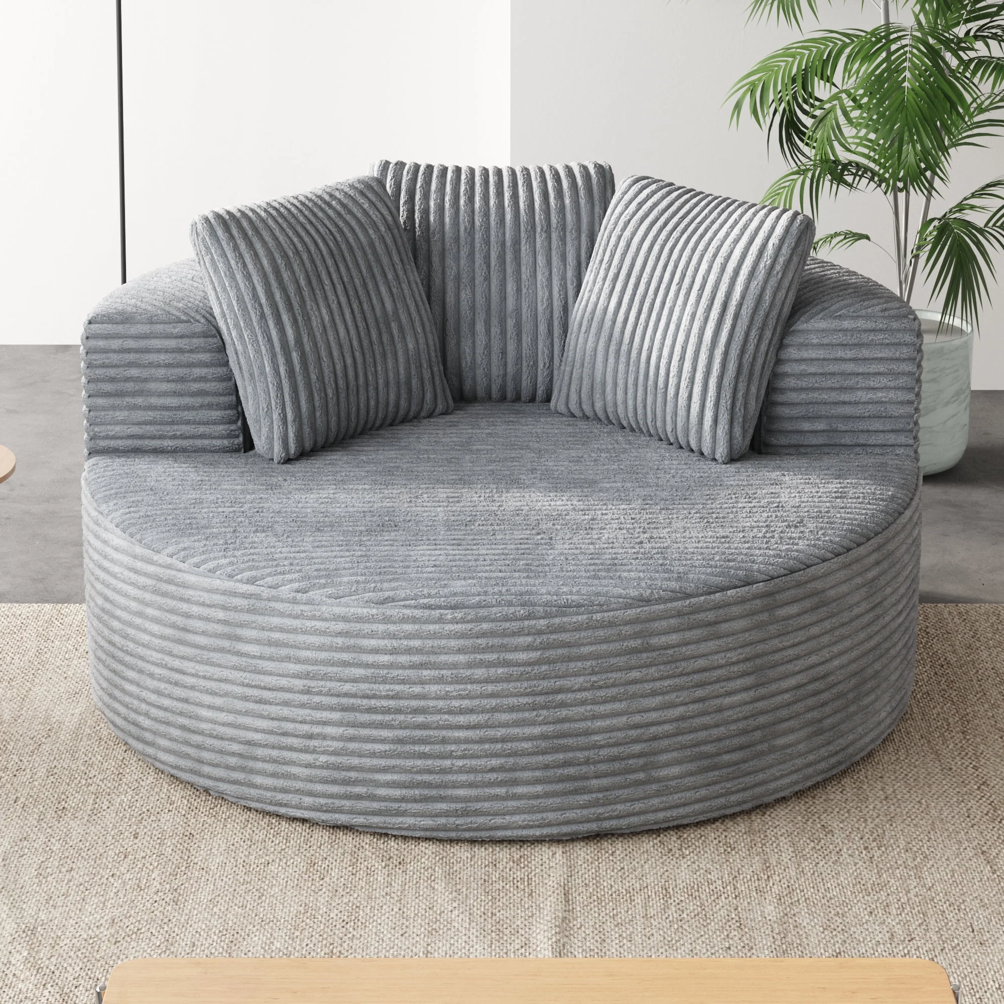 Sodrens Oversized Chaise Lounge Chair Indoor,Upholstered Sofa Bed with Throw Pillows and Armrests,Sleeper Chair for Living Room,Bedroom,Brown,Corduroy - Image 68