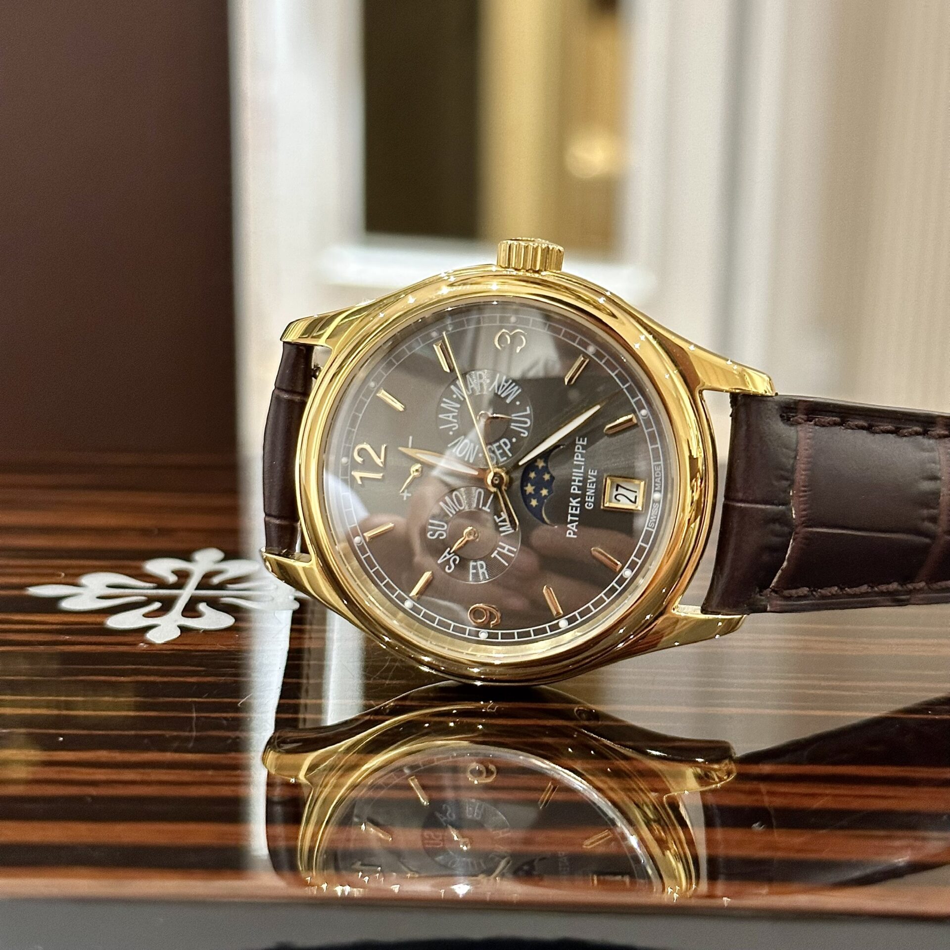 Patek Philippe Replica Watch Complications 5146 Gold Plated leather Strap 40mm - Top club