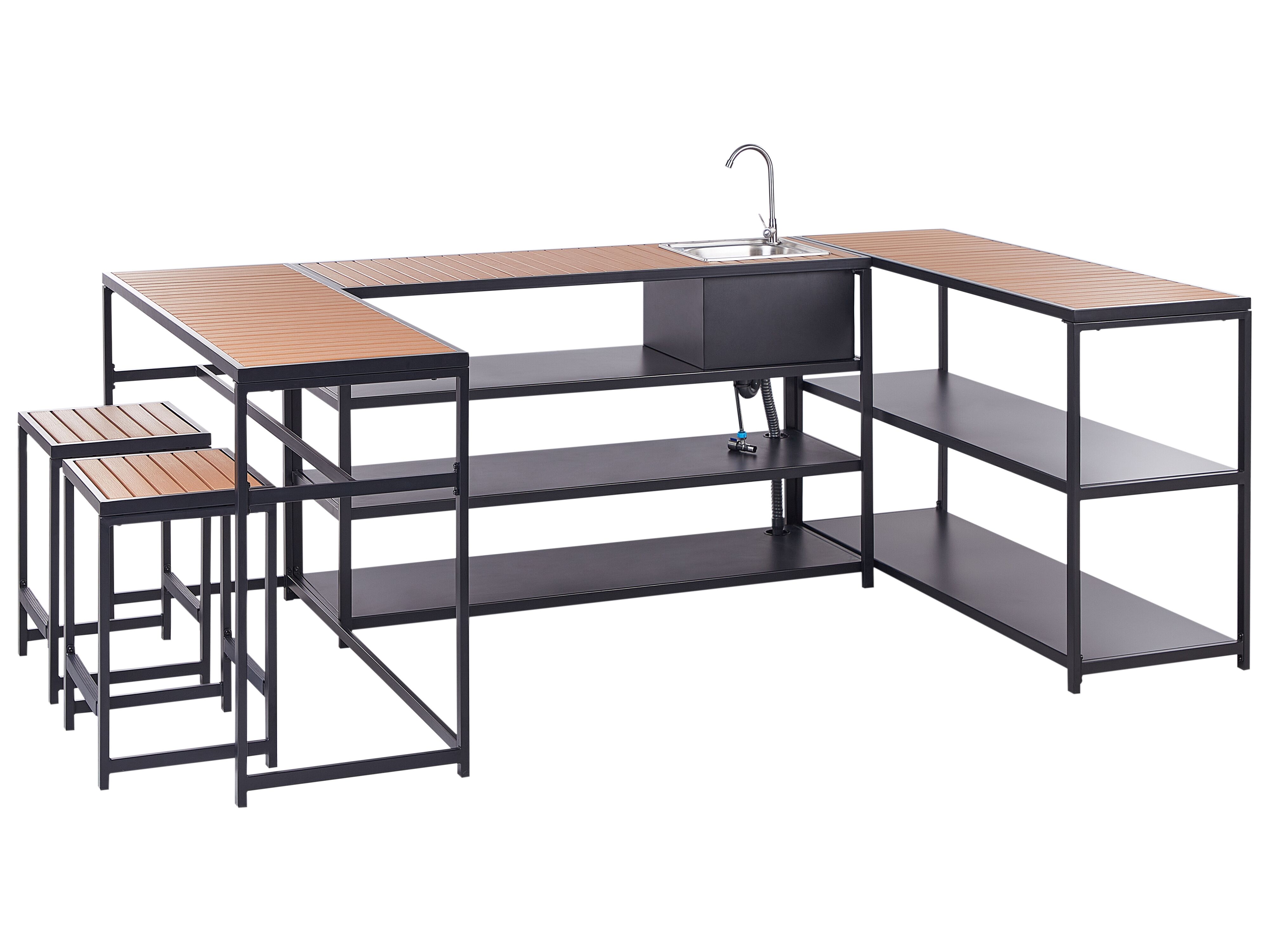 Outdoor Kitchen Set with Sink AVETRANA Metal Black