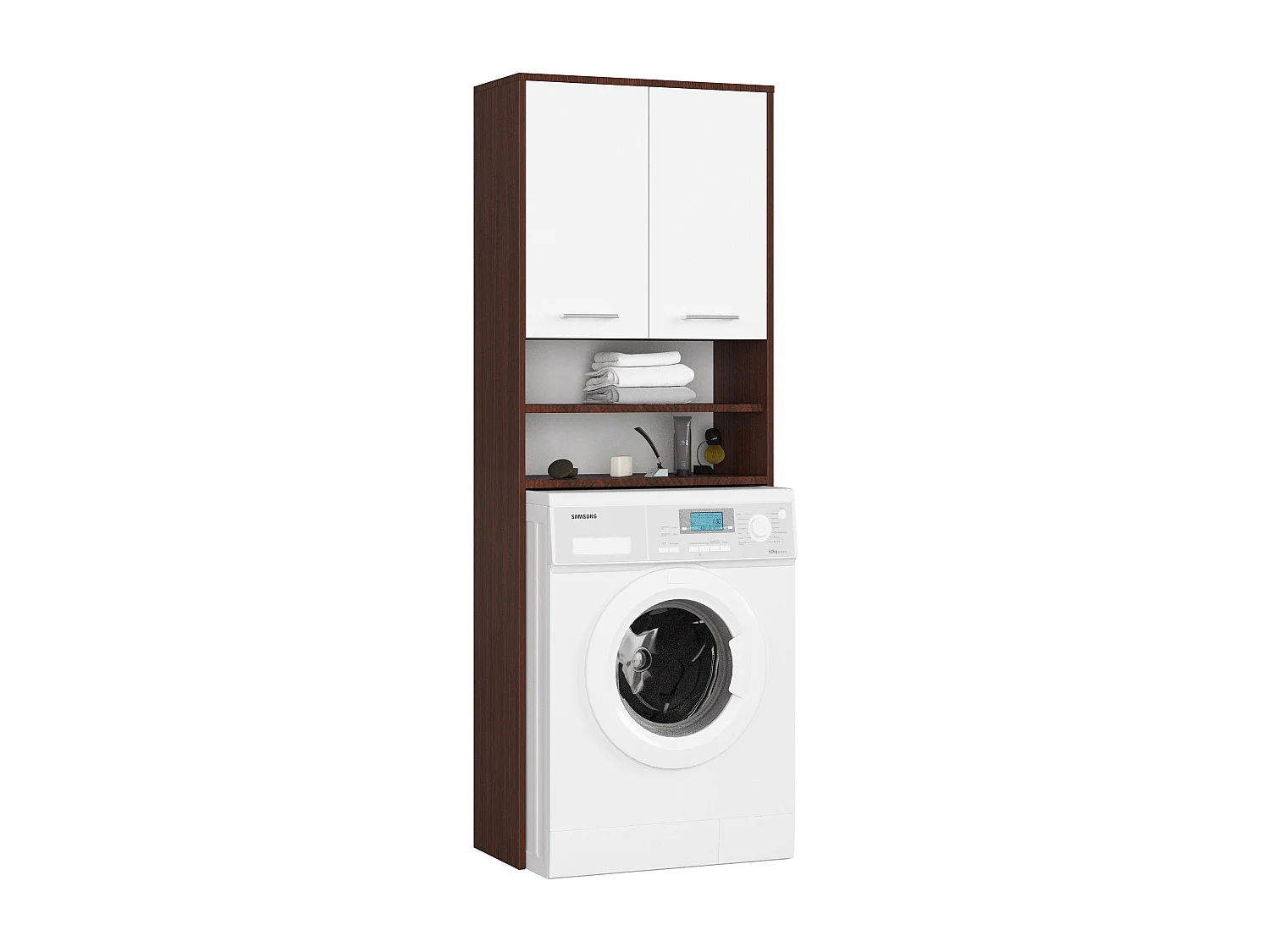 Meuble de rangement pour machine à laver, 2 portes, 64 x 30 x 190 cm