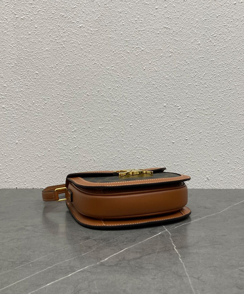 Celine Teen Besace Triomphe In Triomphe Canvas And Calfskin Coffee1:1High-quality replica
