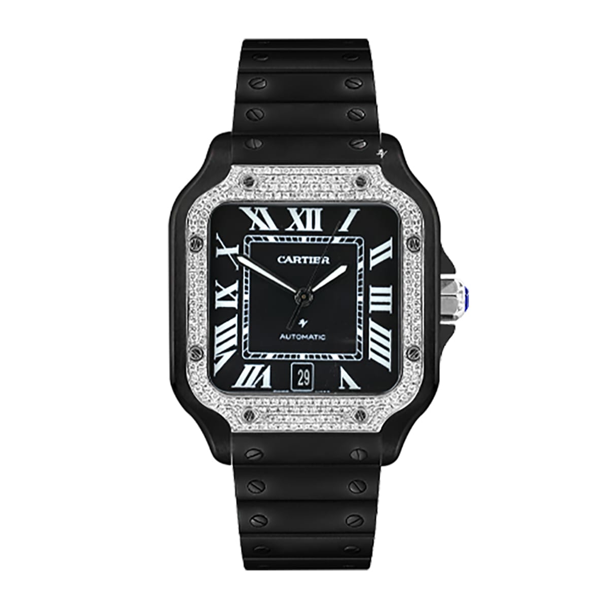 Fake Cartier Replica Watch Santos Limited Edition Black DLC-PVD(1:1 replica) - Top club