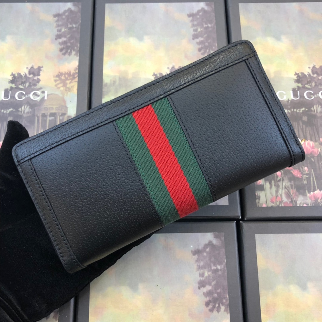 Replica Gucci Ophidia Zip Around Wallet Black/White1:1High-quality replica