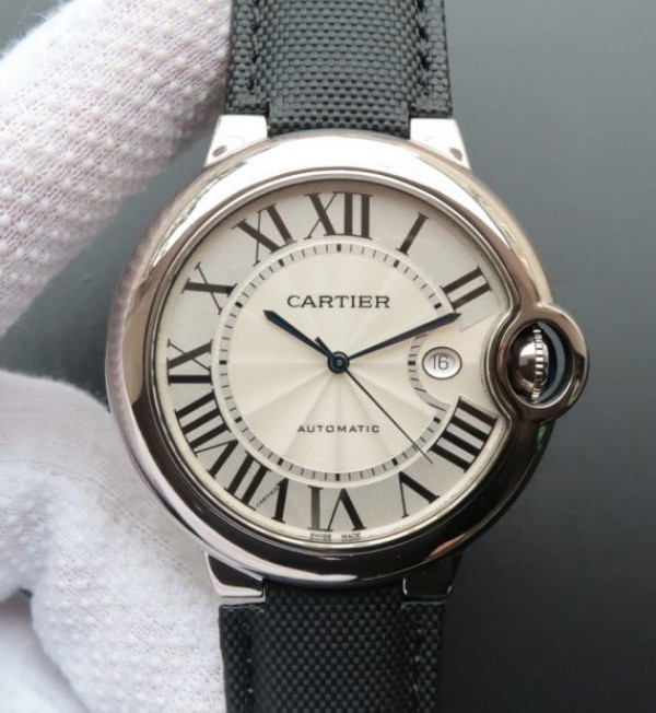 Replica Cartier Ballon Bleu 46mm SS White Dial Nylon Strap ETA 2824 - Top club
