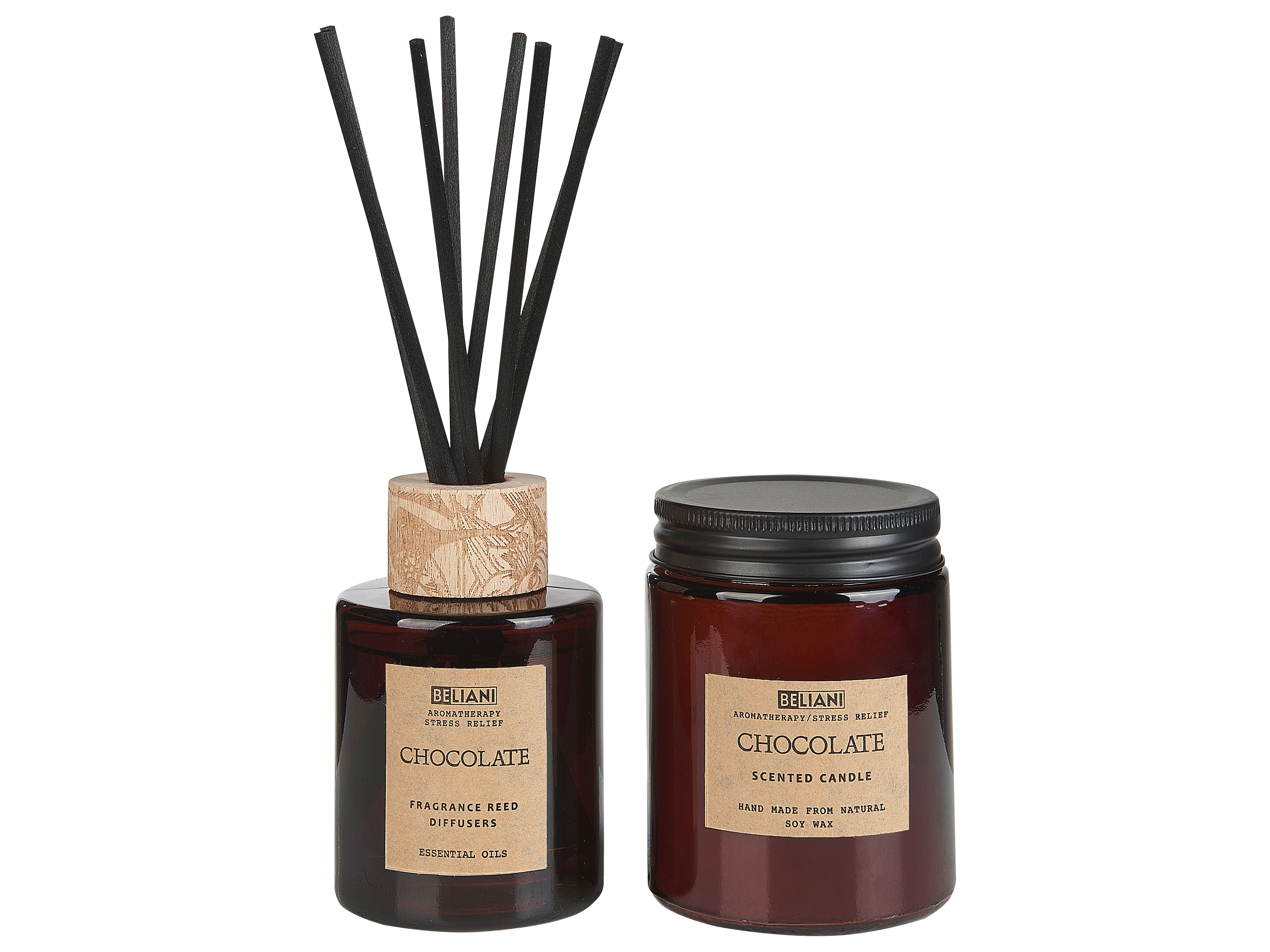 Scented Candle with Fragrance Reed Diffuser DARK ELEGANCE 9 cm Brown