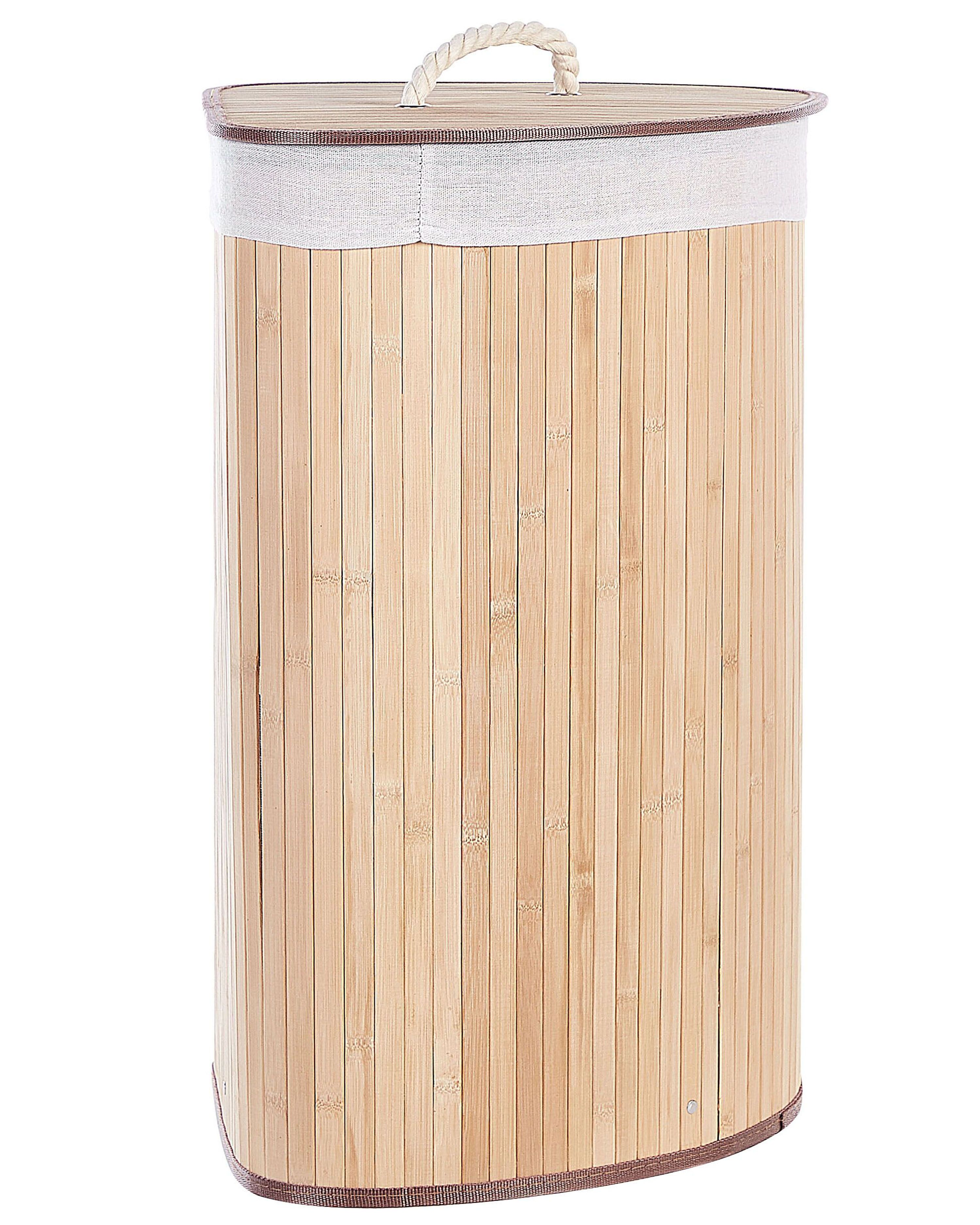Laundry Basket MATARA Bamboo Light Brown 57 L