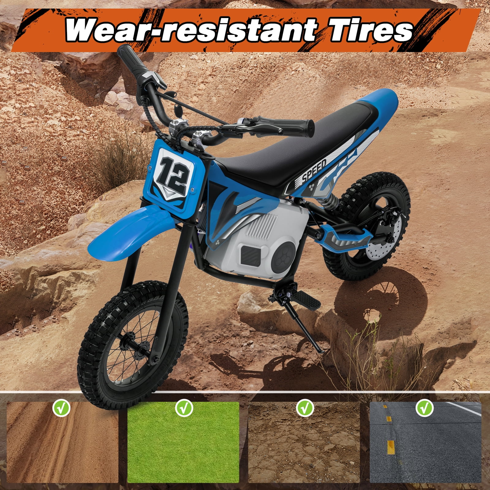 Kerry Yoo C11 36V Electric Dirt Bike for Kids 8-14, 350W Ride on Motorcycle, Electric Motorbike Teens,16 mph, High/Low Speeds-Red - Image 18