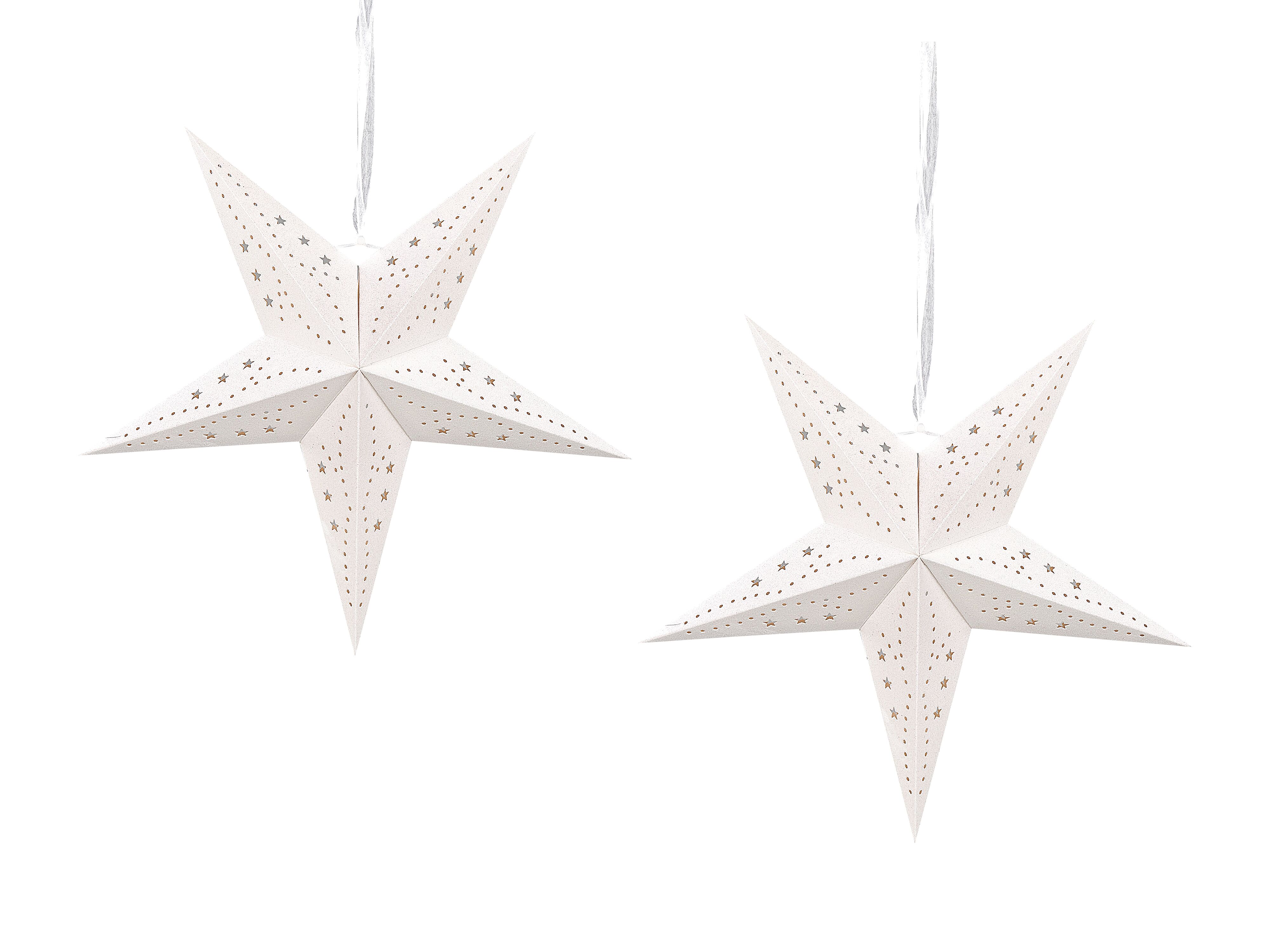 Set of 2 Hanging Decorations LED MOTTI Star 45 cm White