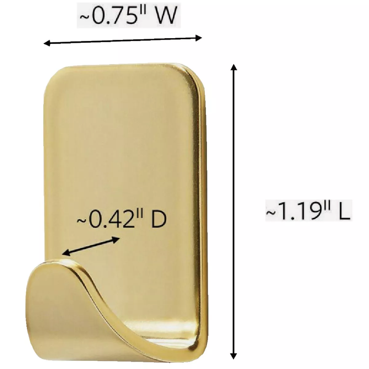 Command Small Metallic Brass Decorative Hook, 4 Hooks, 5 Strips