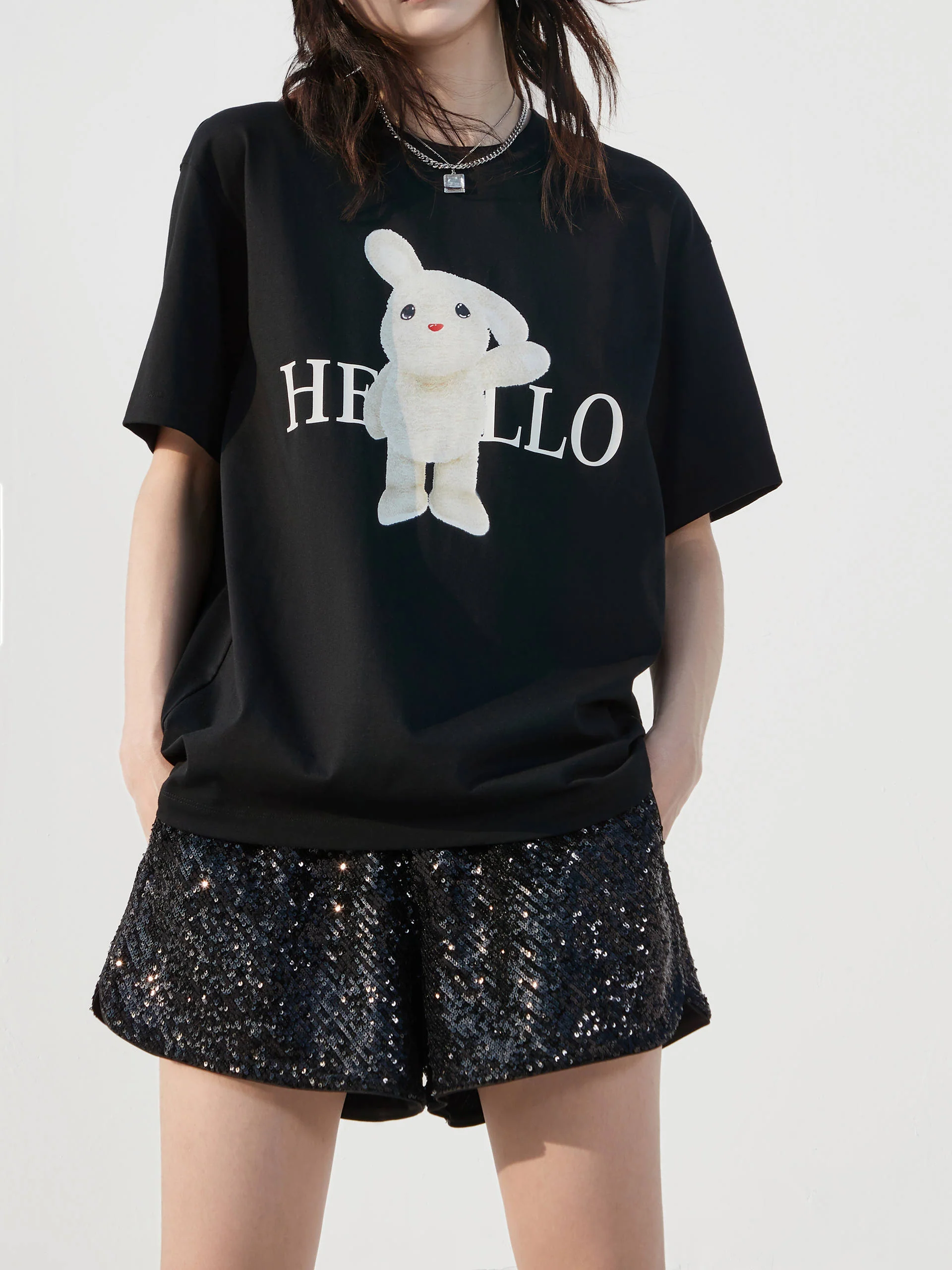 Rabbit Pattern Cotton T-shirt