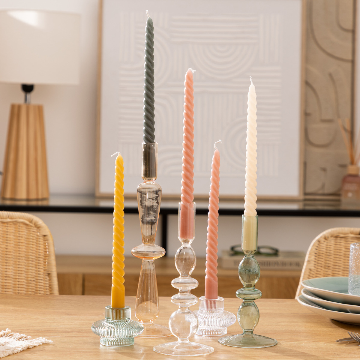 Candle stick "Twist Many" Pink, 180g