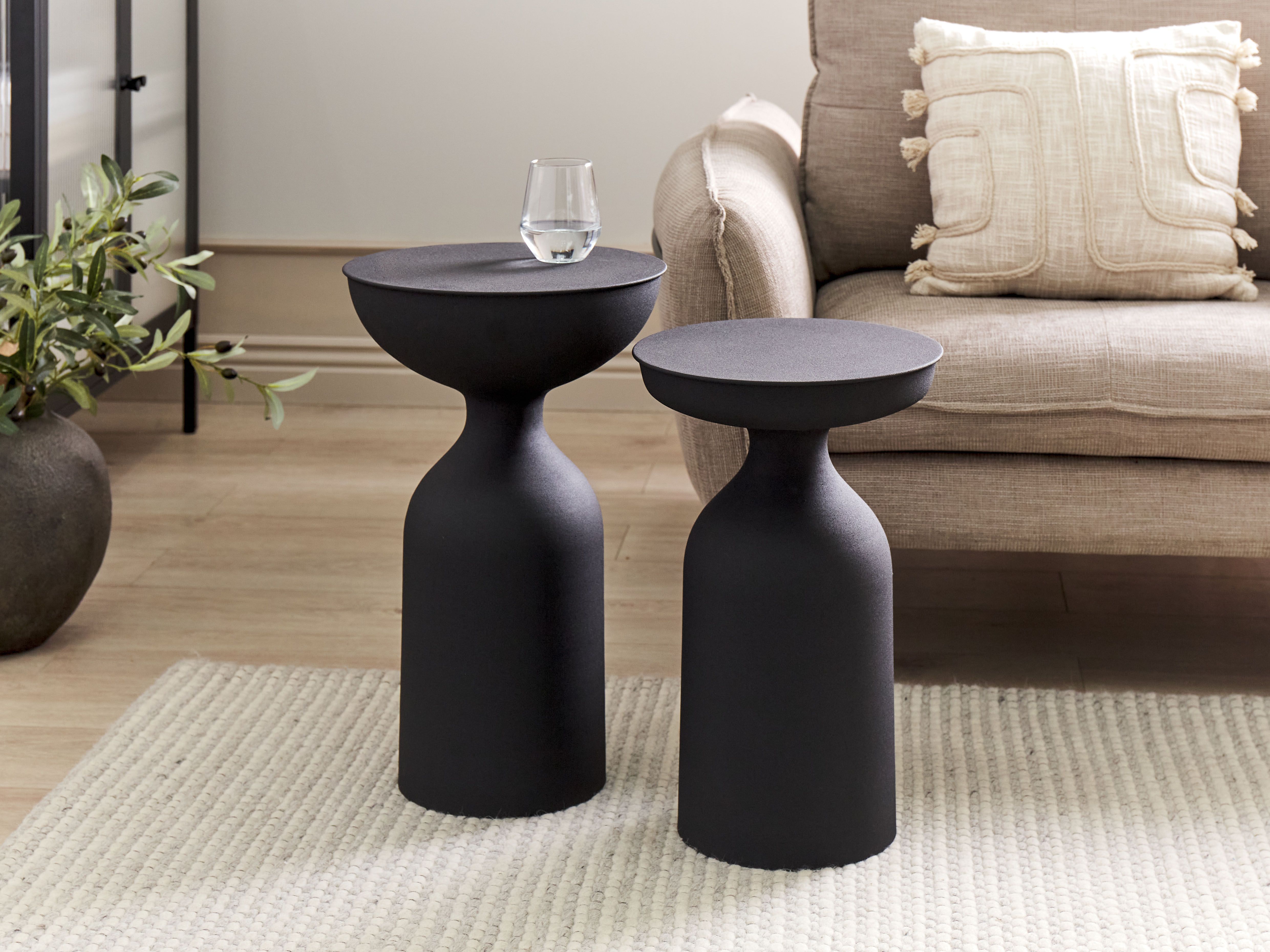 Set of 2 Side Tables COTA/TENJO Metal Black