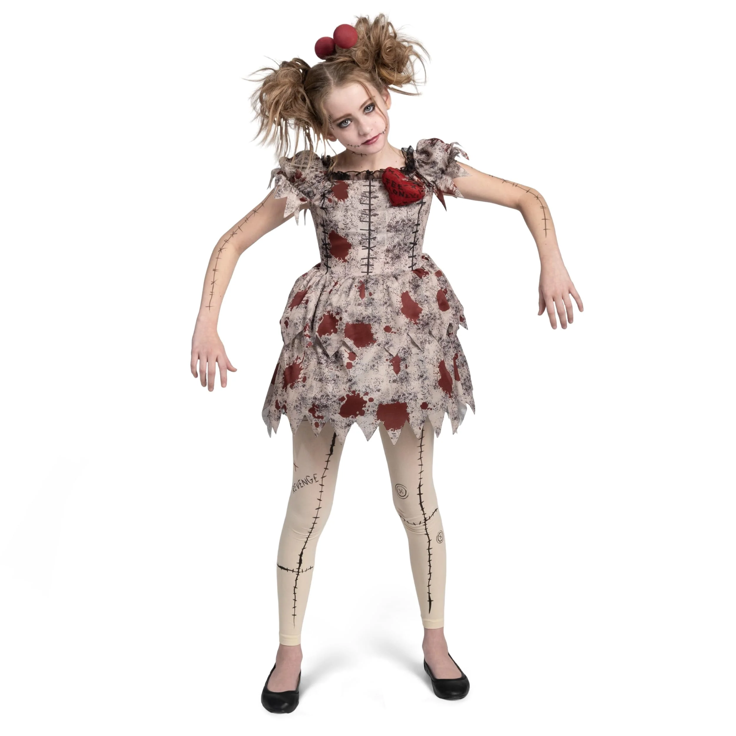 Joyfy Voodoo Costume for Girls, Voodoo Doll Dress Halloween Scary Costume for Kids Halloween Dress up Fancy Dress Cosplay Party - Image 2 Joyfy Voodoo Costume for Girls, Voodoo Doll Dress Halloween Scary Costume for Kids Halloween Dress up Fancy Dress Cosplay Party - Image 2