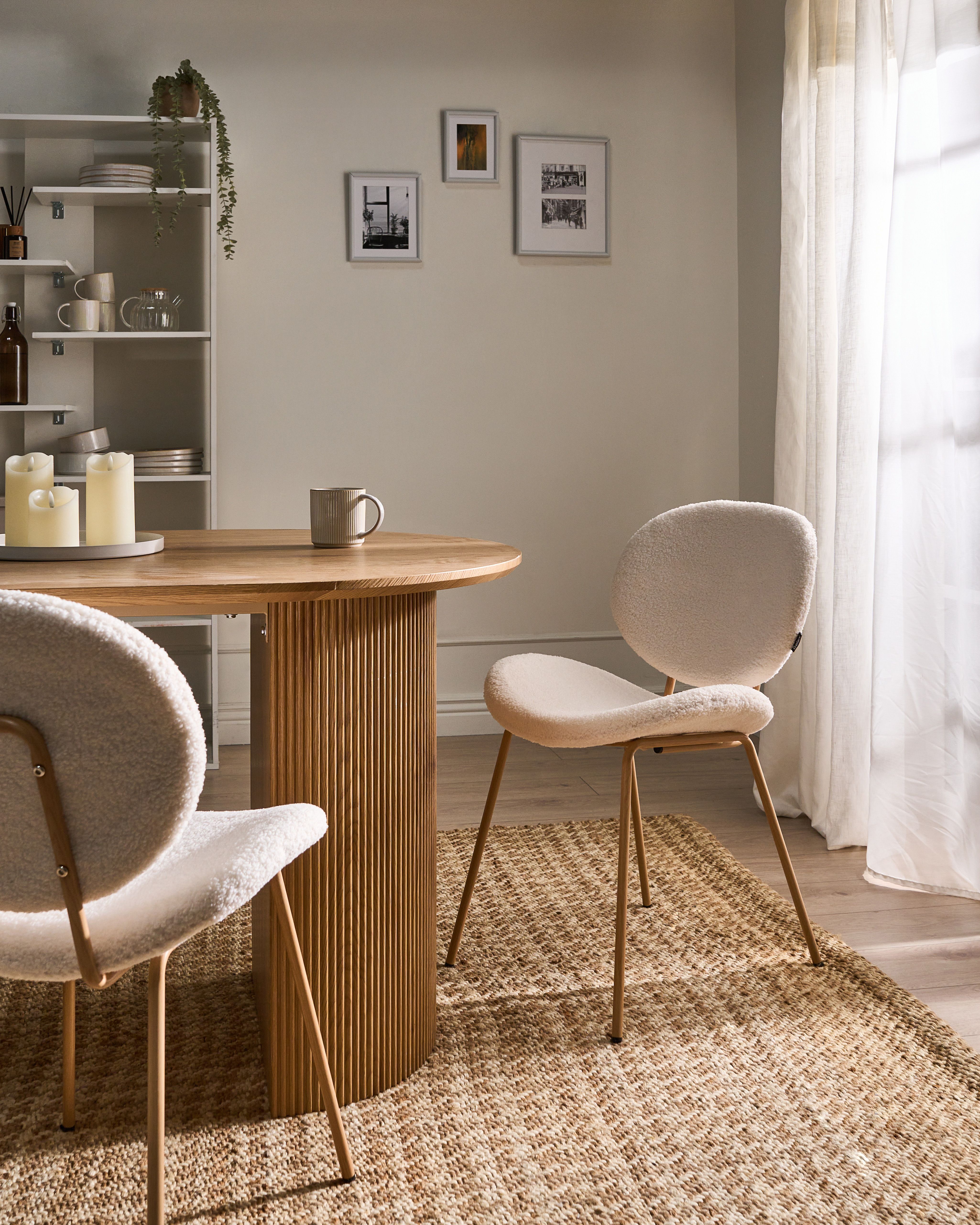 Set of 2 Dining Chairs LUANA Boucle White