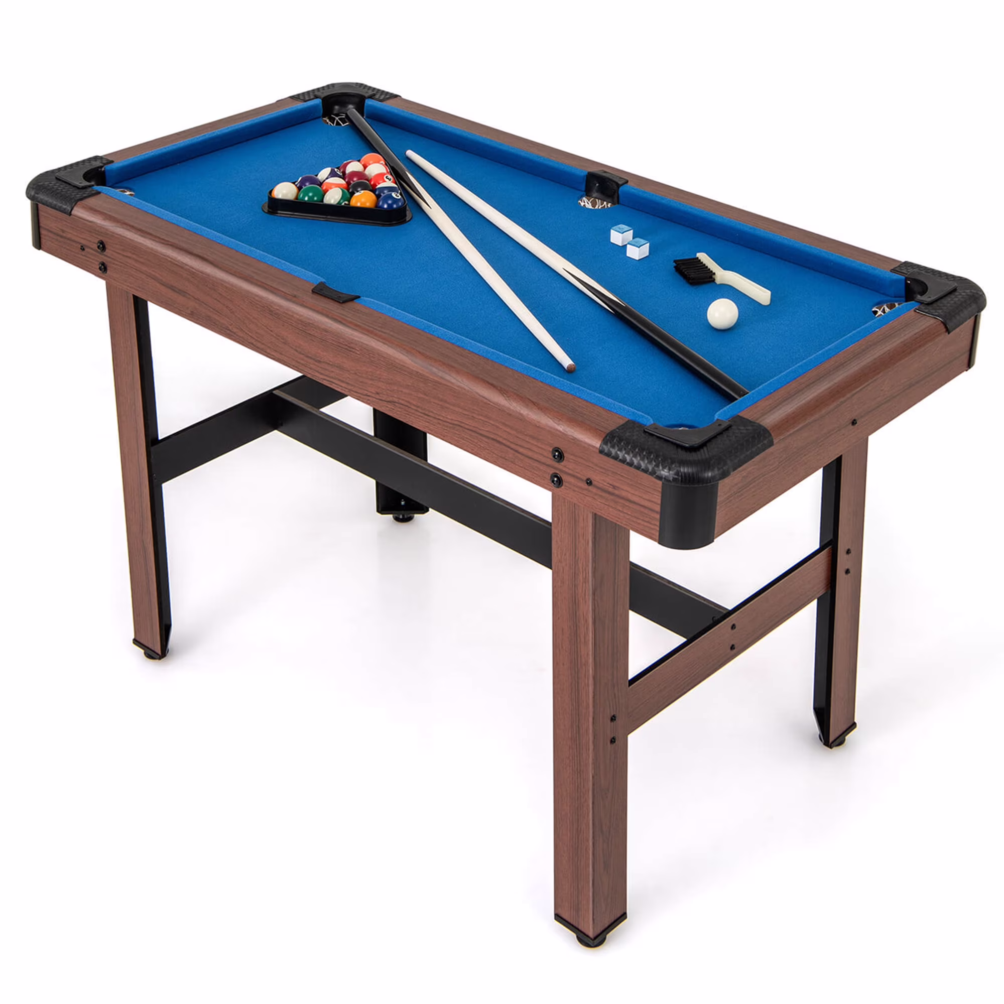 Costway 48" Pool Table for Kids & Adults with Full Set of Balls 2 Cue Sticks 2 Chalks Green - Image 3