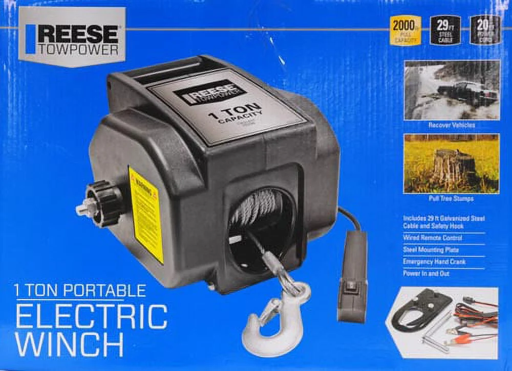 Reese Towpower Portable Electric Winch, Steel Cable, Black - Image 4