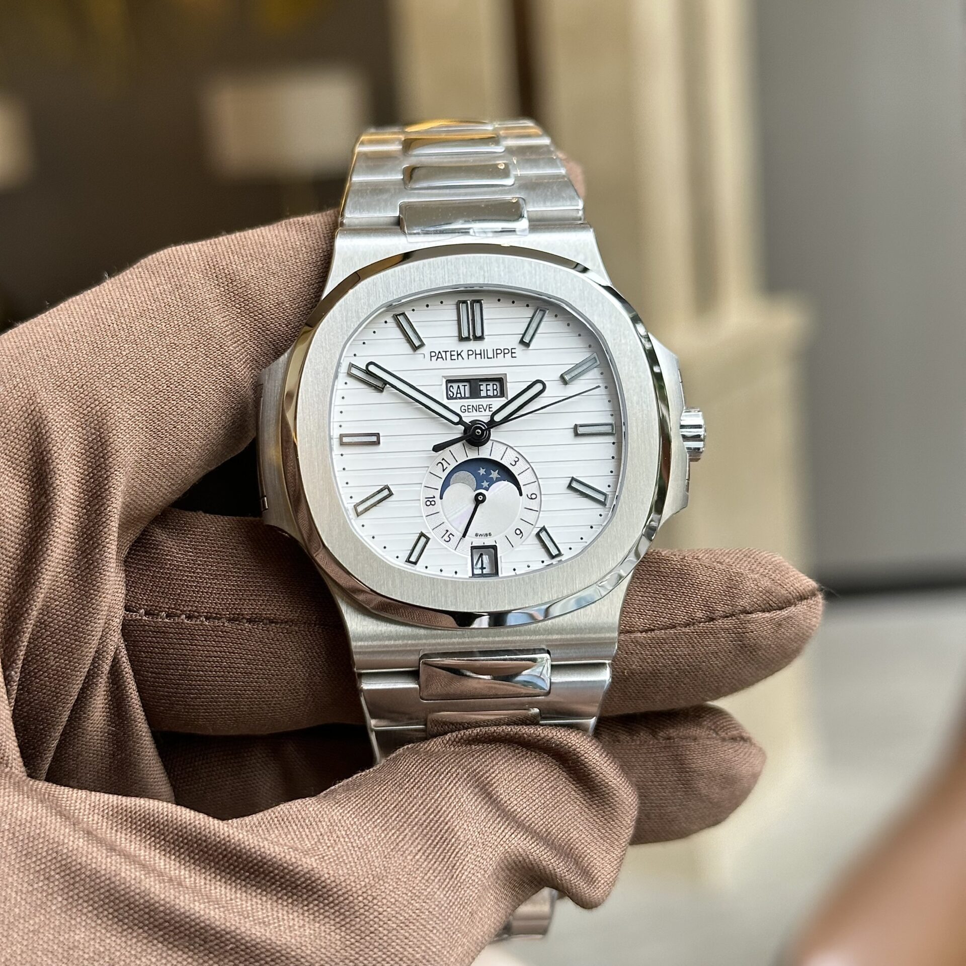 Patek Philippe 5726 White Dial Replica Watch PP Factory 40.5mm - Elite Watch Atelier