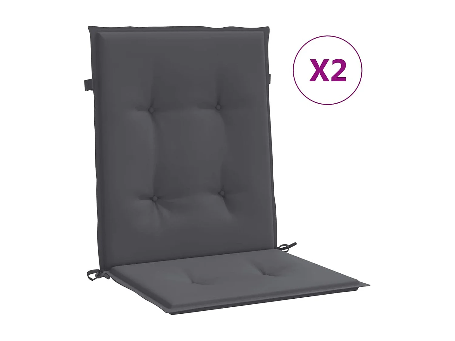 Coussins de chaise de jardin à dossier bas lot de 2 anthracite