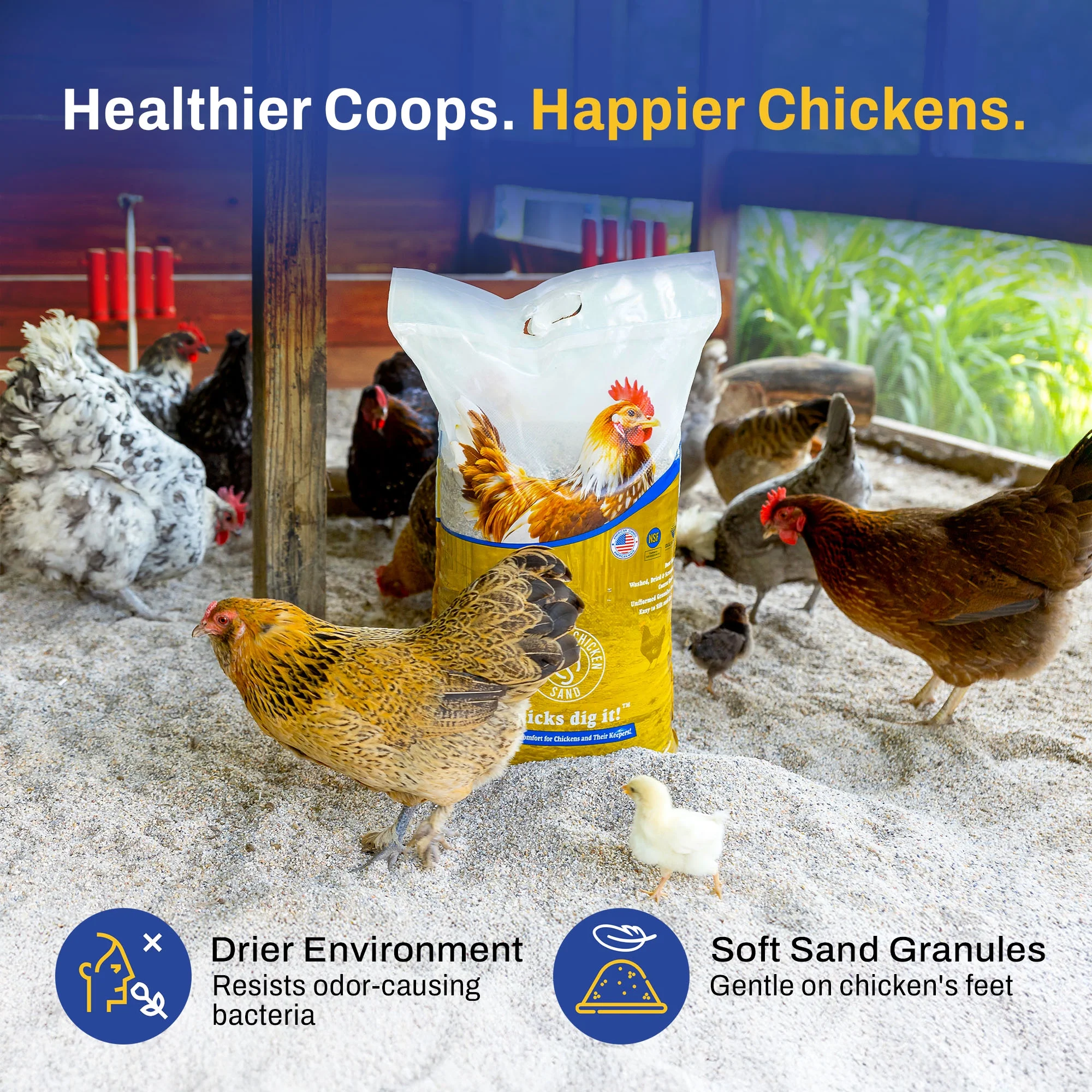 Premium Chicken Sand, Odor Eliminating Bedding for Coops, 50 Lb Bag, 8 Pack - Image 4