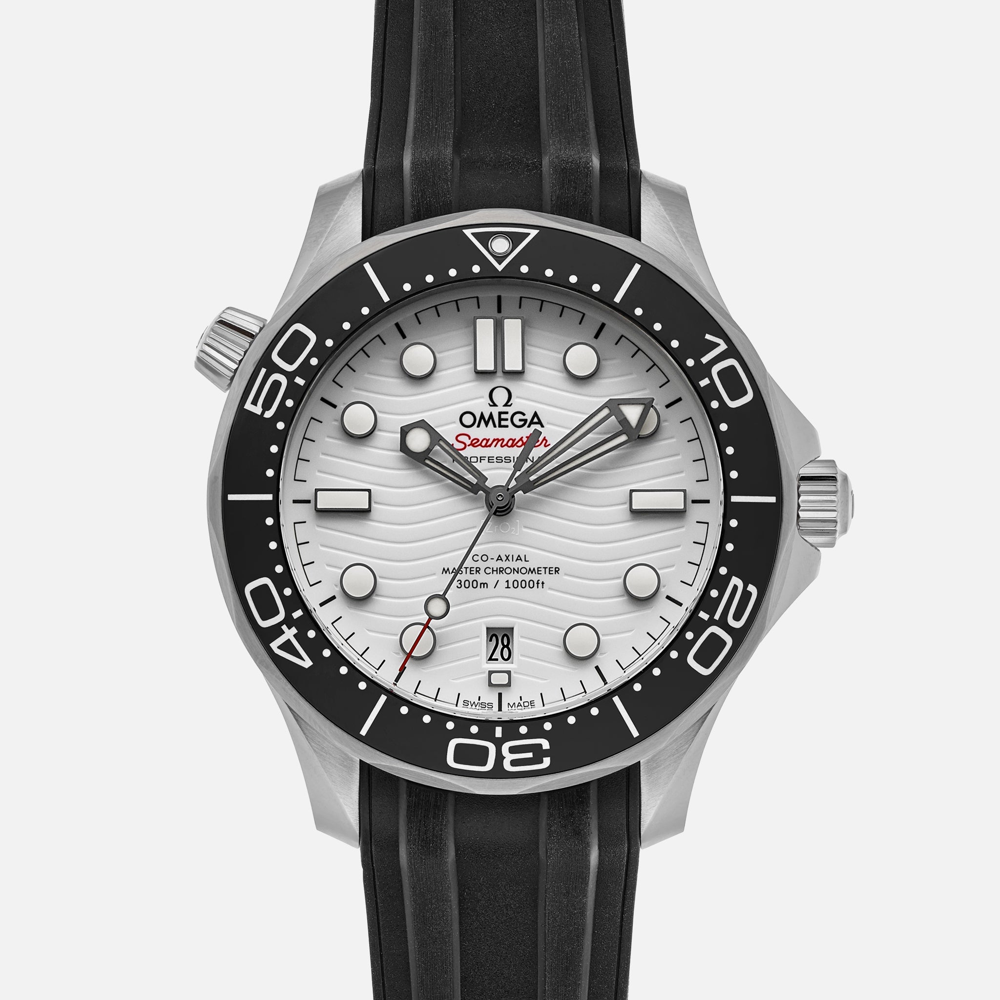 Seamaster Diver 300M Co-Axial Master Chronometer 42mm White Dial On Rubber Strap(1:1 replica) - Top club
