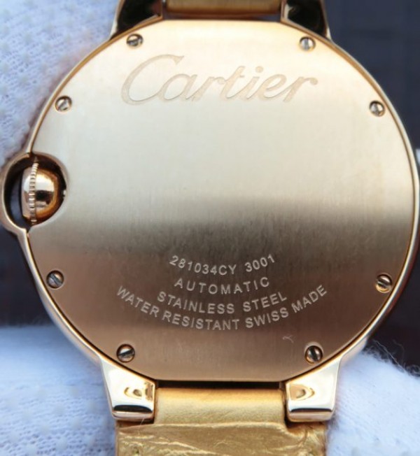 Replica Cartier Ballon Bleu 42mm YG White Dial Leather Strap ETA 2824 - Top club